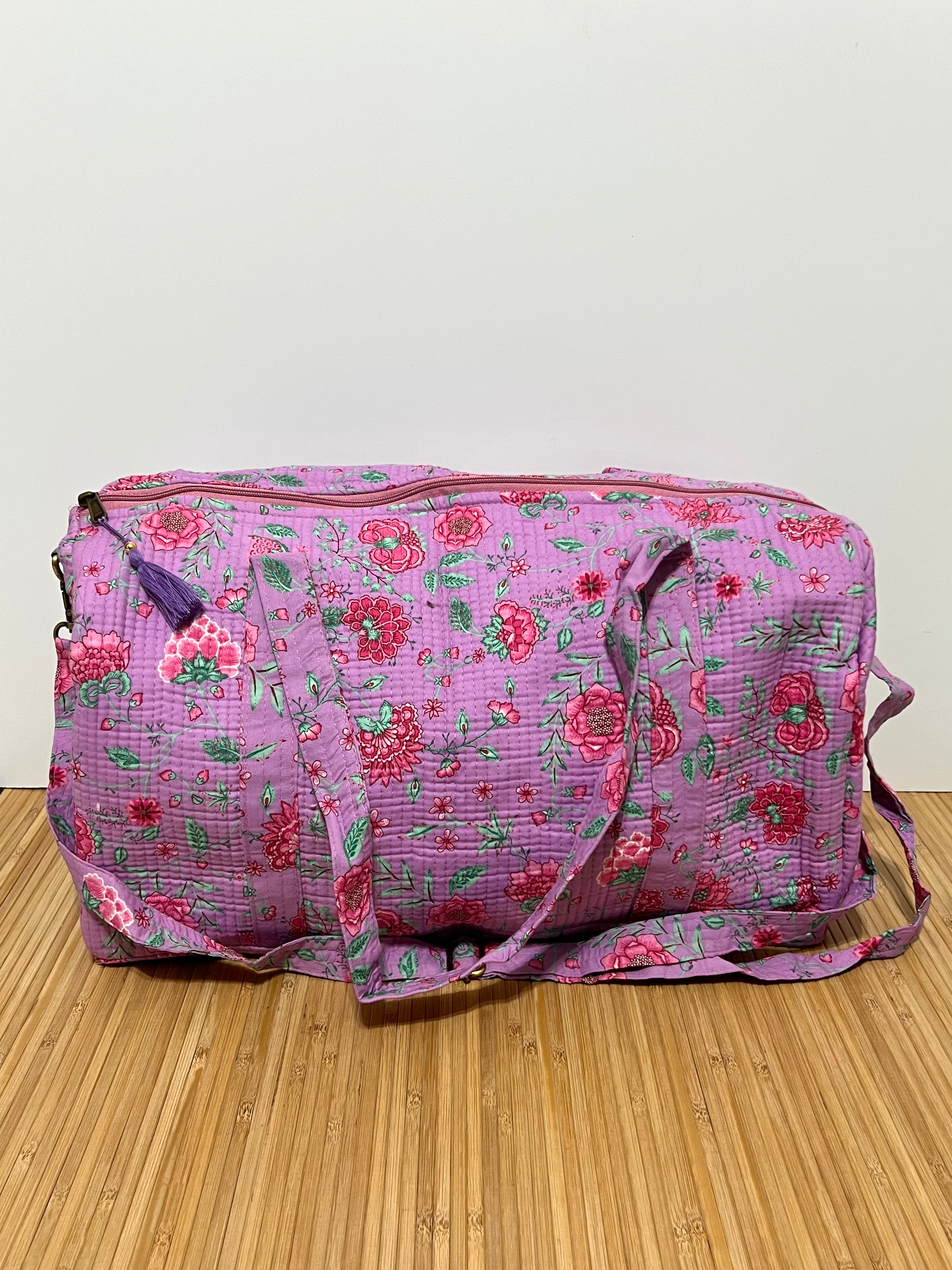Bolso de viaje estampado de algodón personalizado iniciales – 45 × 33 × 24 cm
