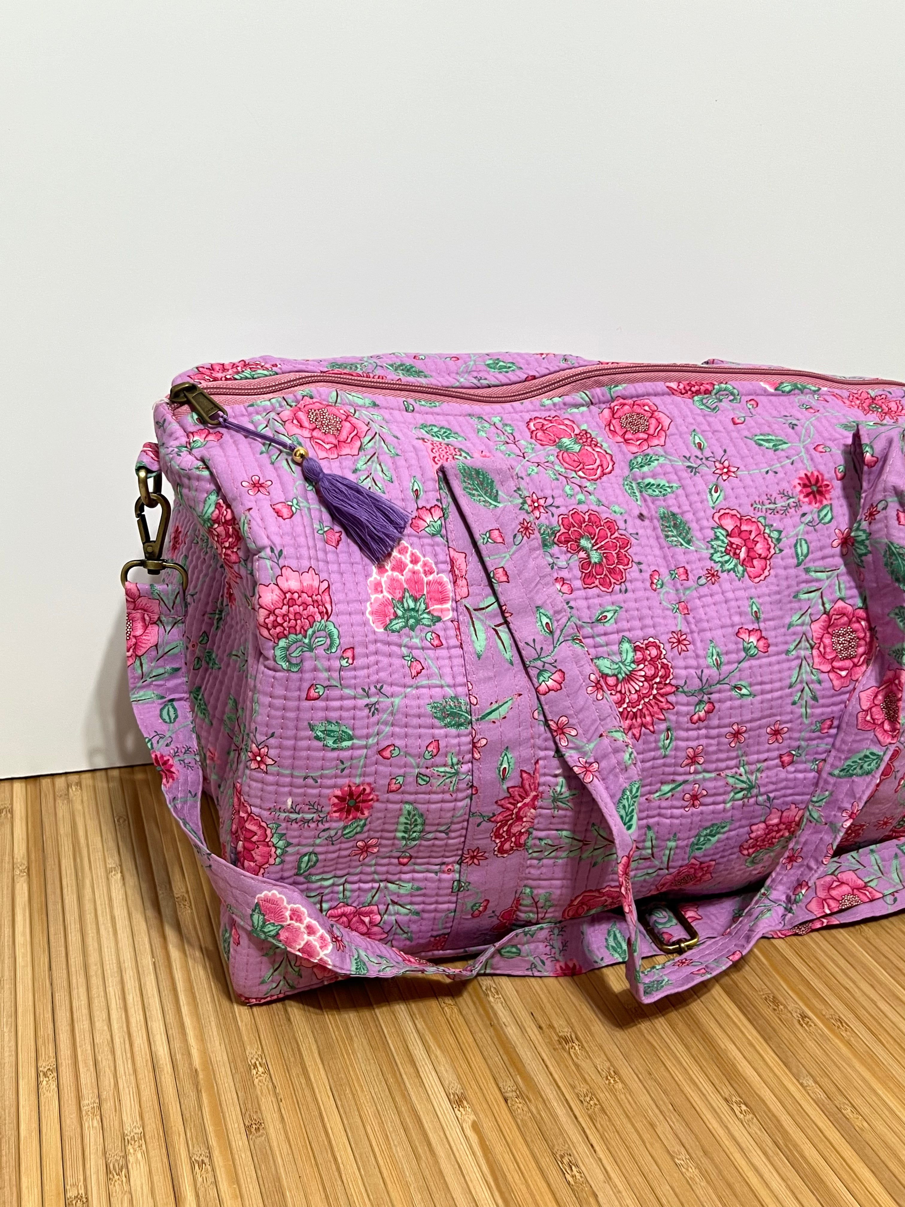 Bolso de viaje estampado de algodón personalizado iniciales – 45 × 33 × 24 cm