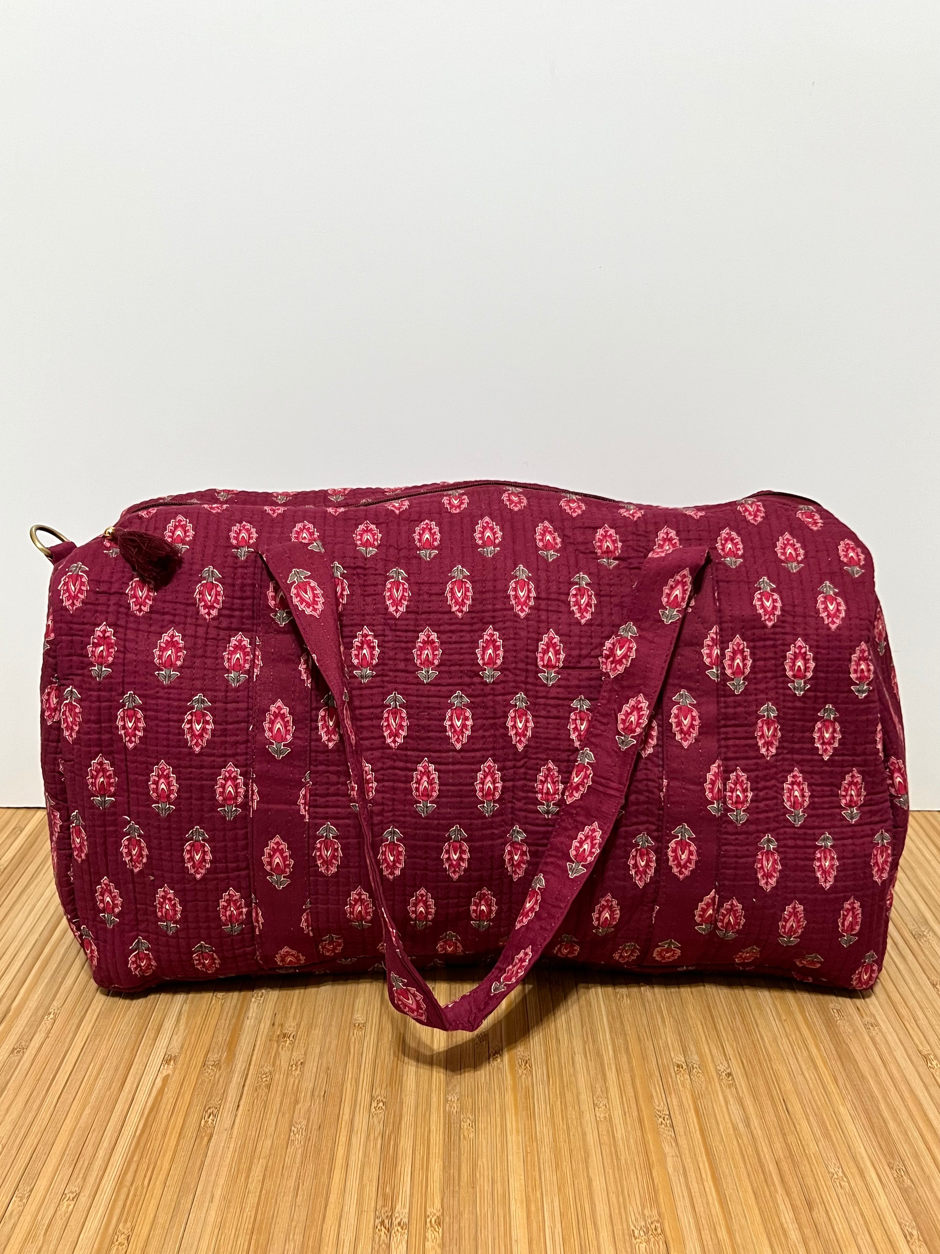 Bolso de viaje estampado de algodón personalizado iniciales – 45 × 33 × 24 cm