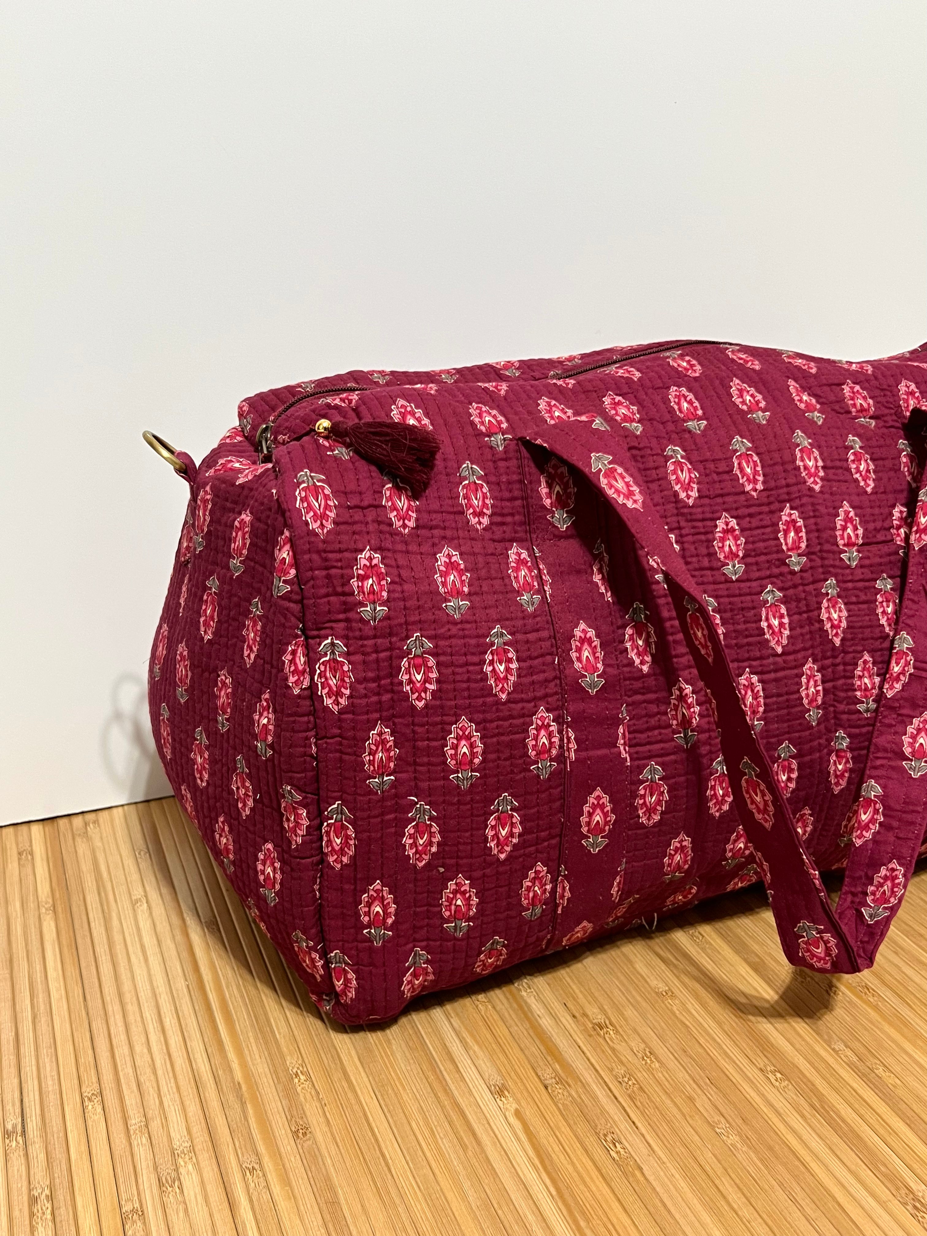 Bolso de viaje estampado de algodón personalizado iniciales – 45 × 33 × 24 cm