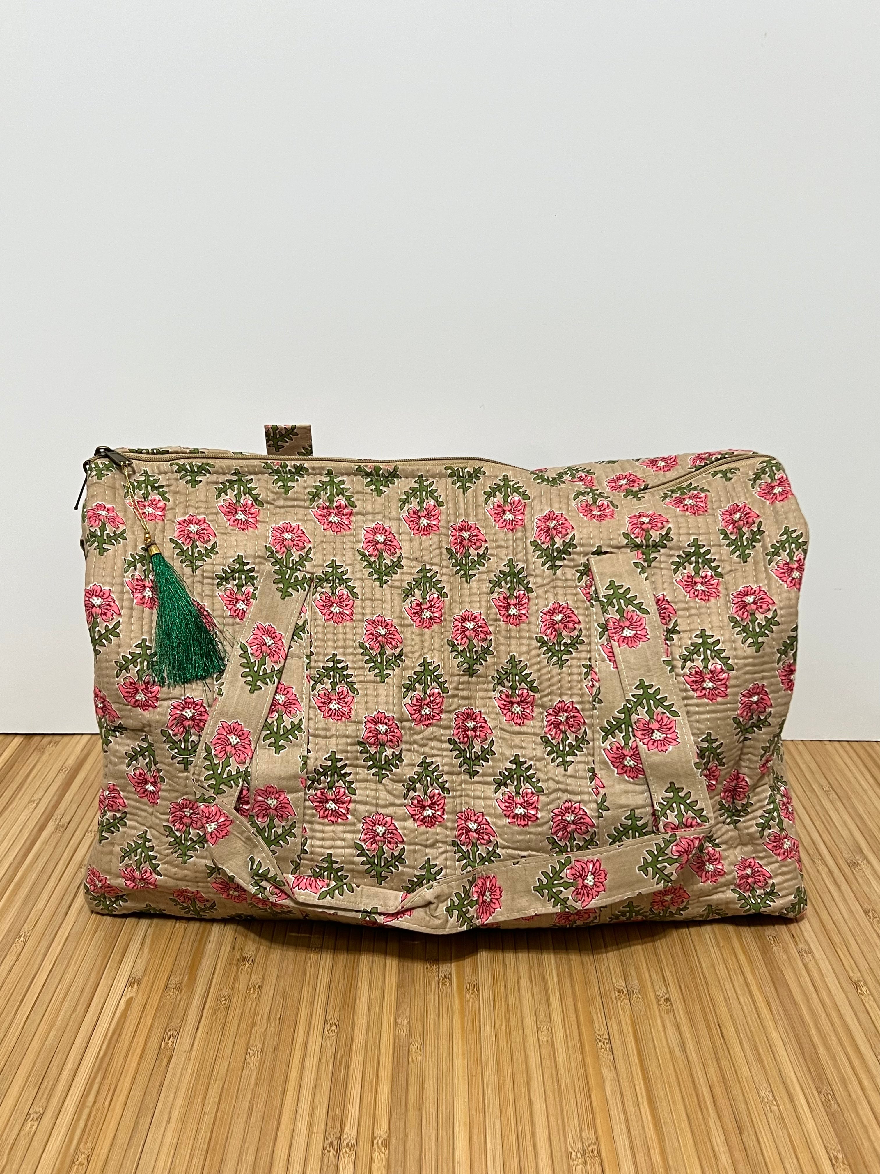 Bolso de viaje estampado de algodón personalizado iniciales – 45 × 33 × 24 cm