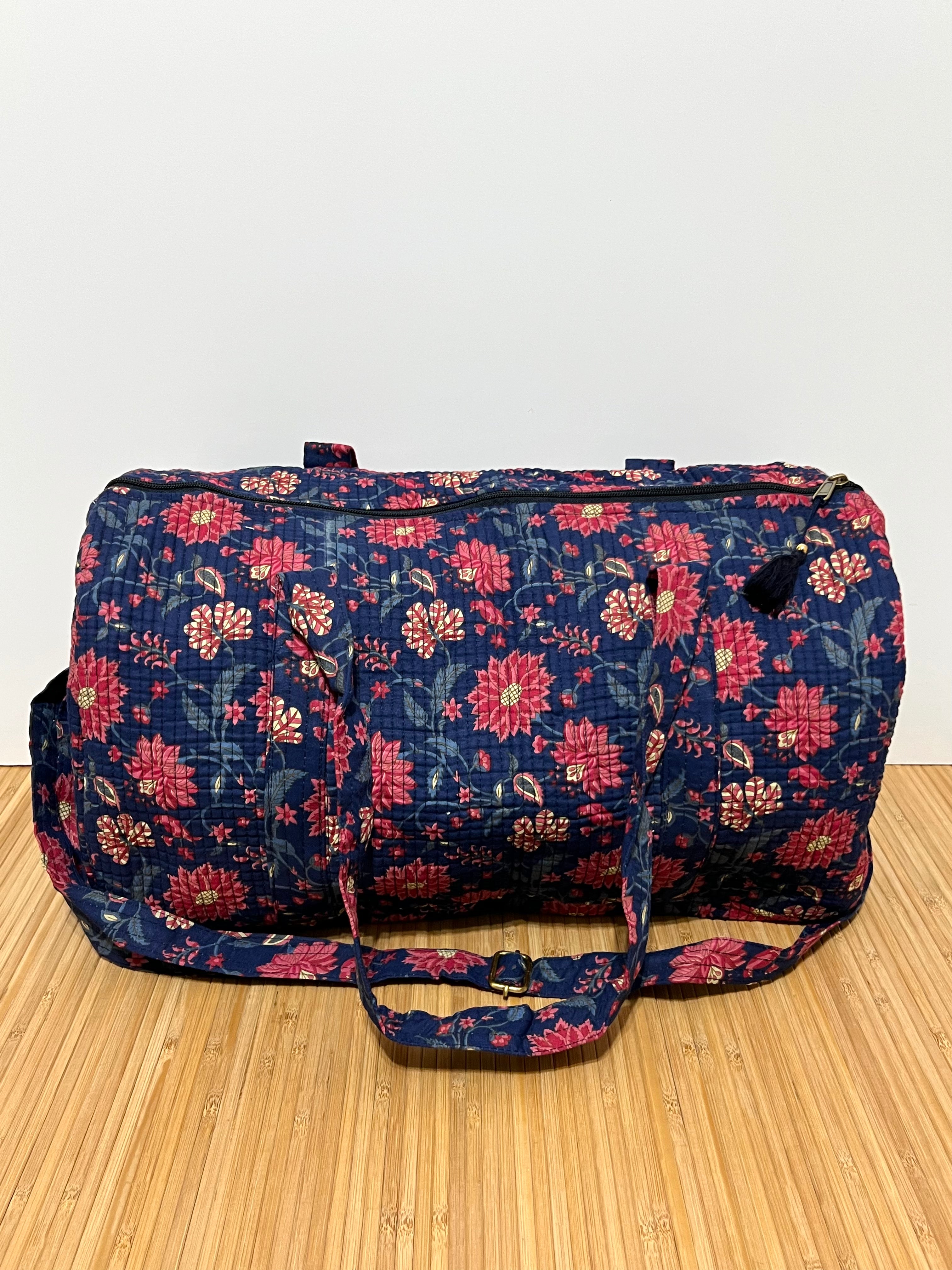 Bolso de viaje estampado de algodón personalizado iniciales – 45 × 33 × 24 cm