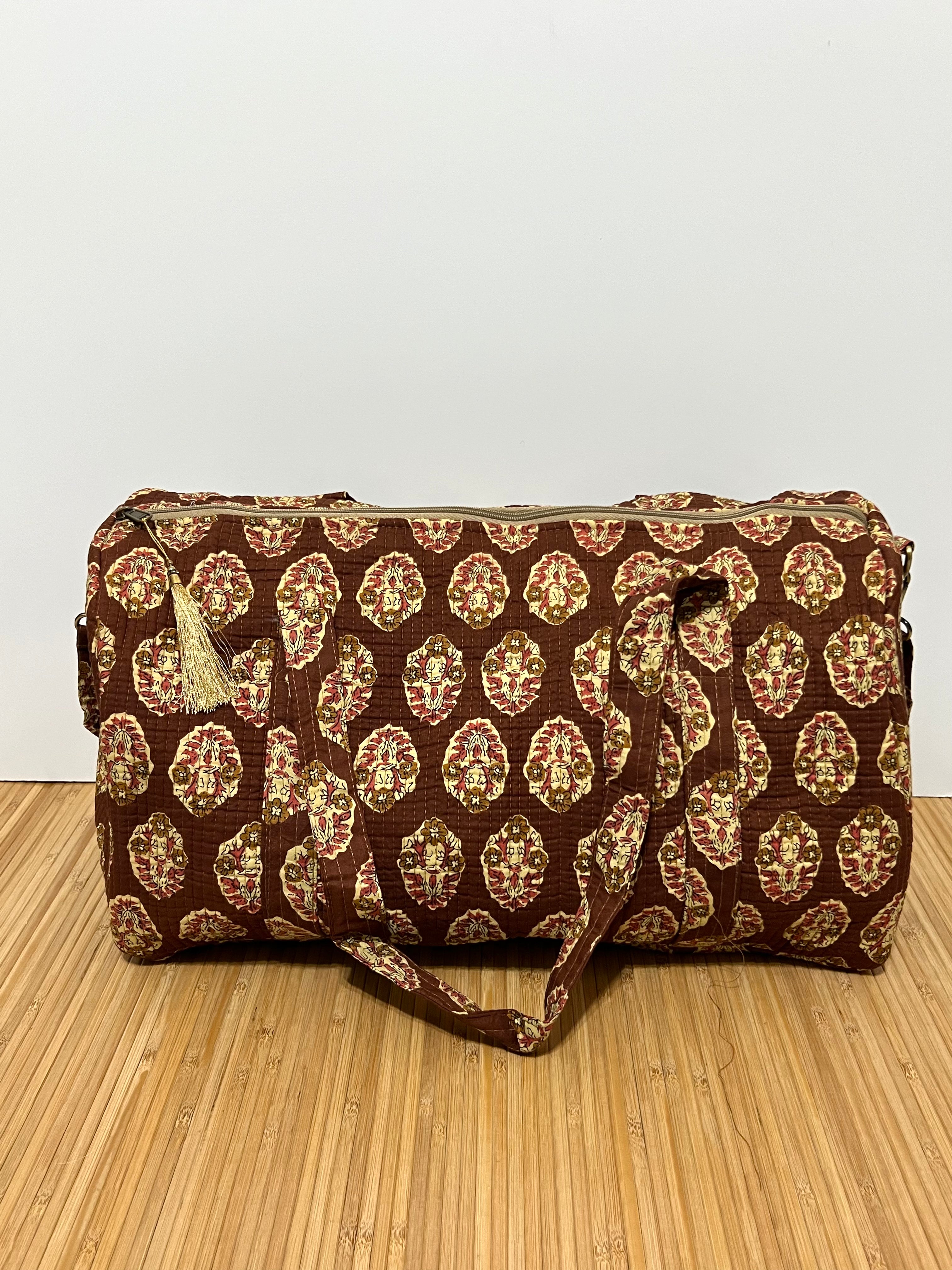 Bolso de viaje estampado de algodón personalizado iniciales – 45 × 33 × 24 cm