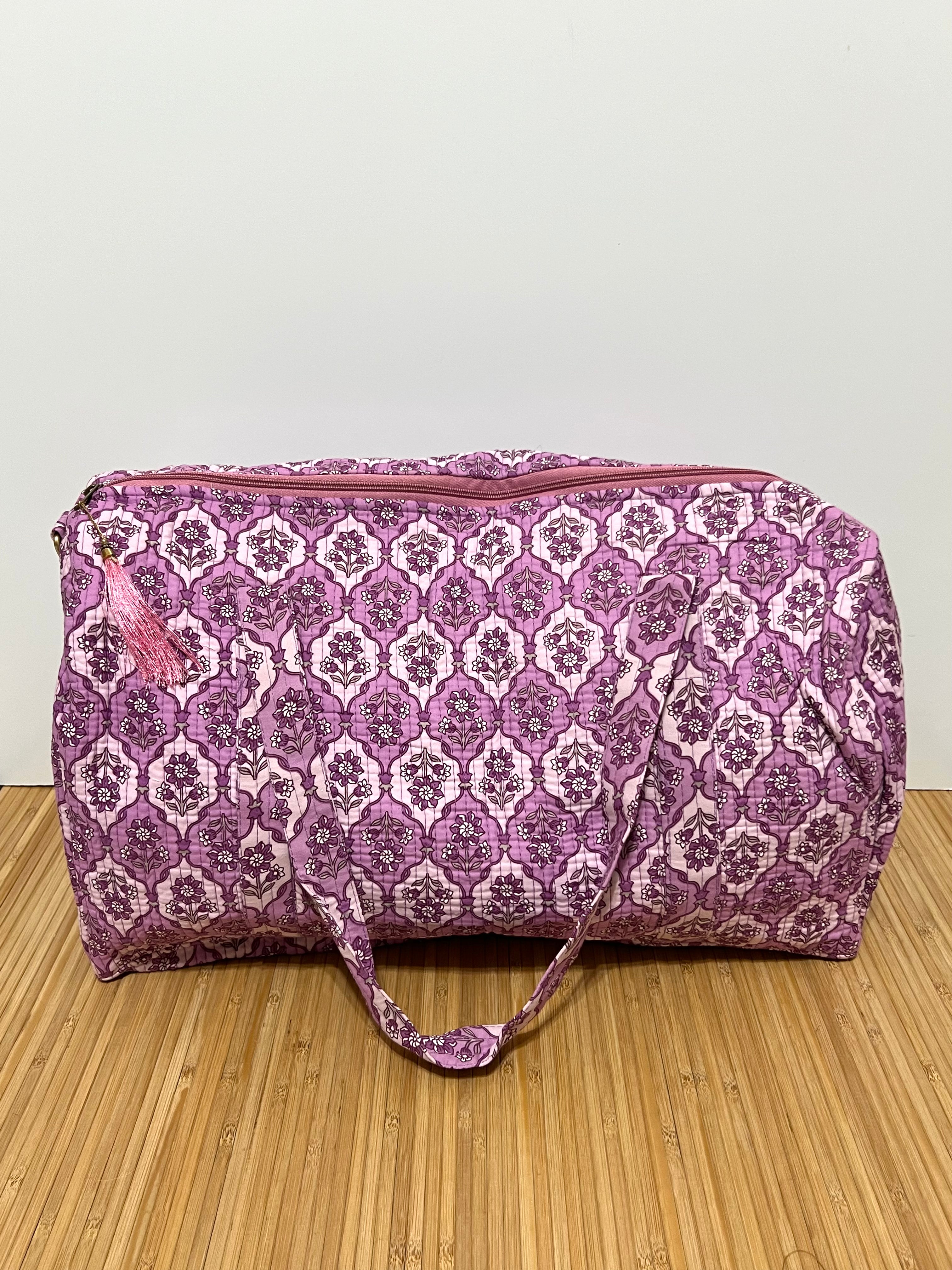 Bolso de viaje estampado de algodón personalizado iniciales – 45 × 33 × 24 cm
