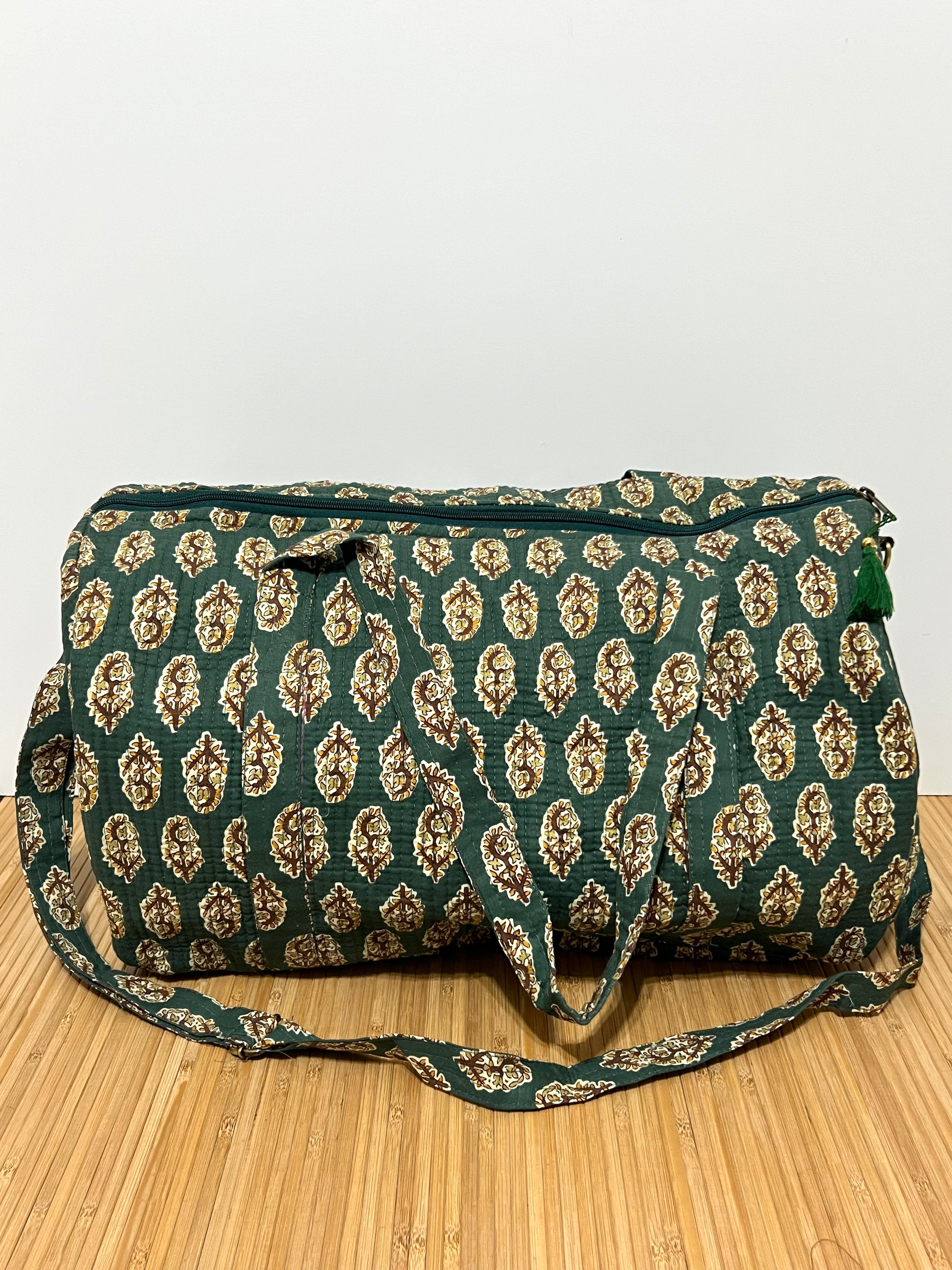 Bolso de viaje estampado de algodón personalizado iniciales – 45 × 33 × 24 cm