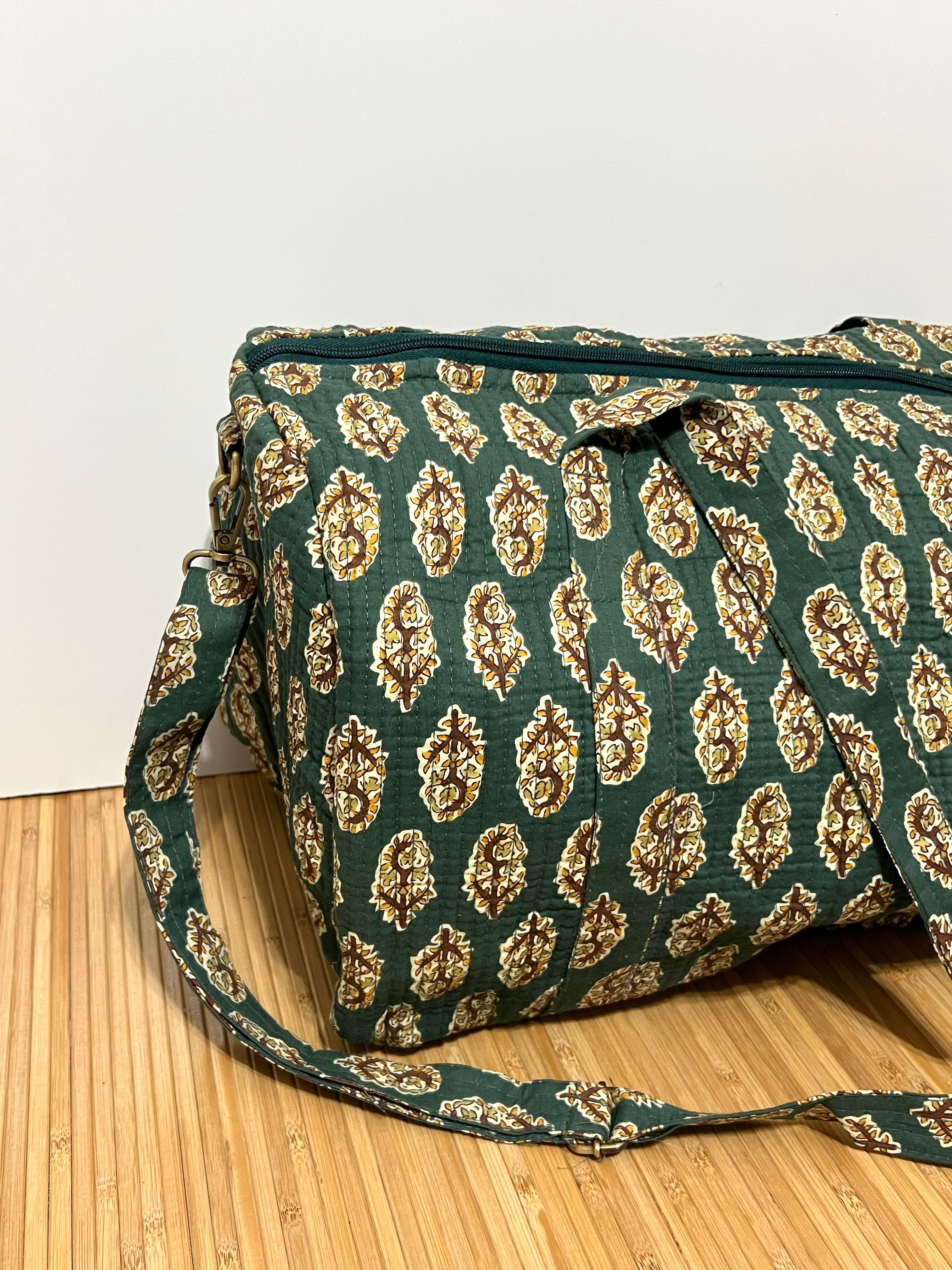 Bolso de viaje estampado de algodón personalizado iniciales – 45 × 33 × 24 cm