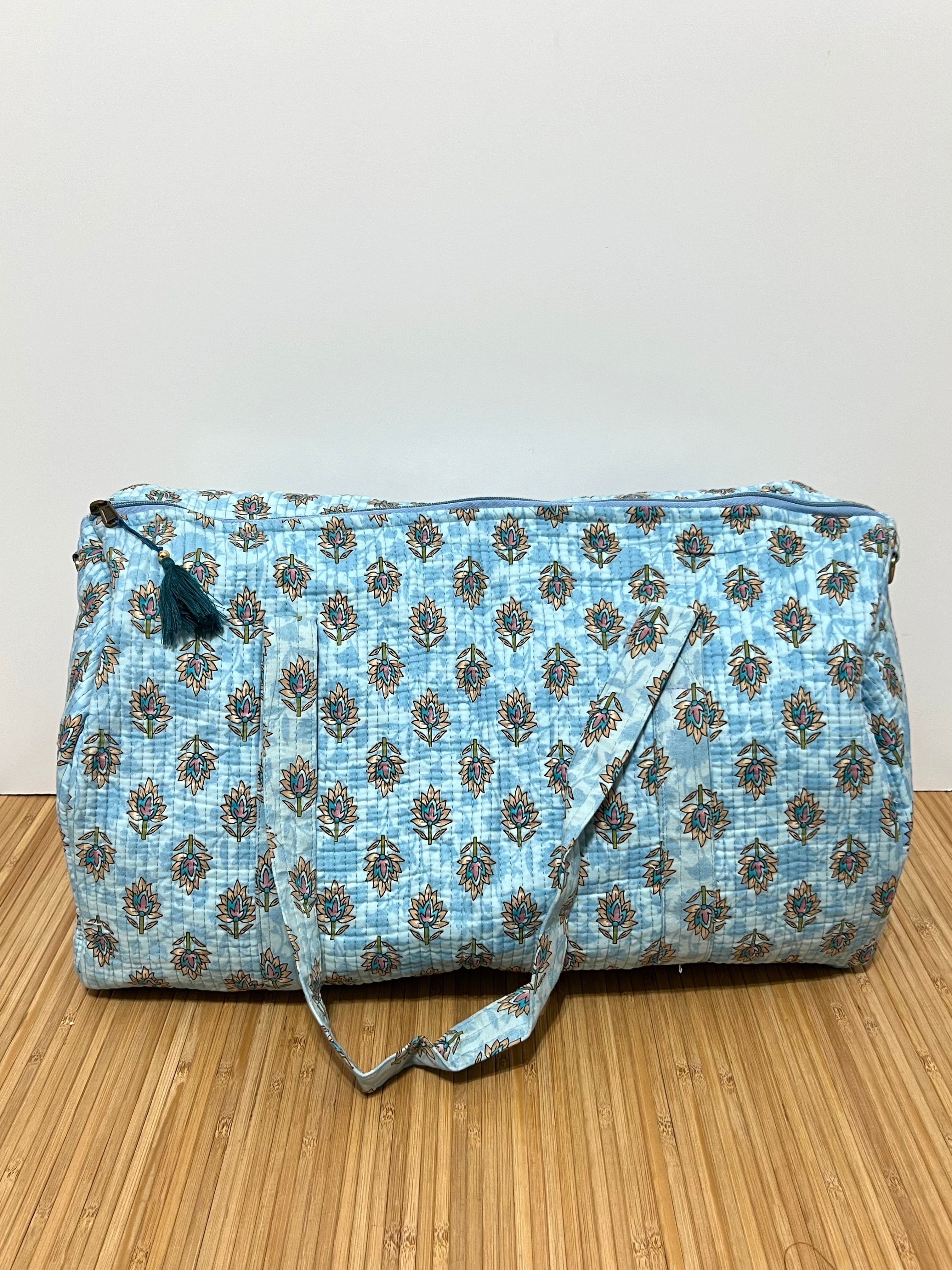 Bolso de viaje estampado de algodón personalizado iniciales – 45 × 33 × 24 cm