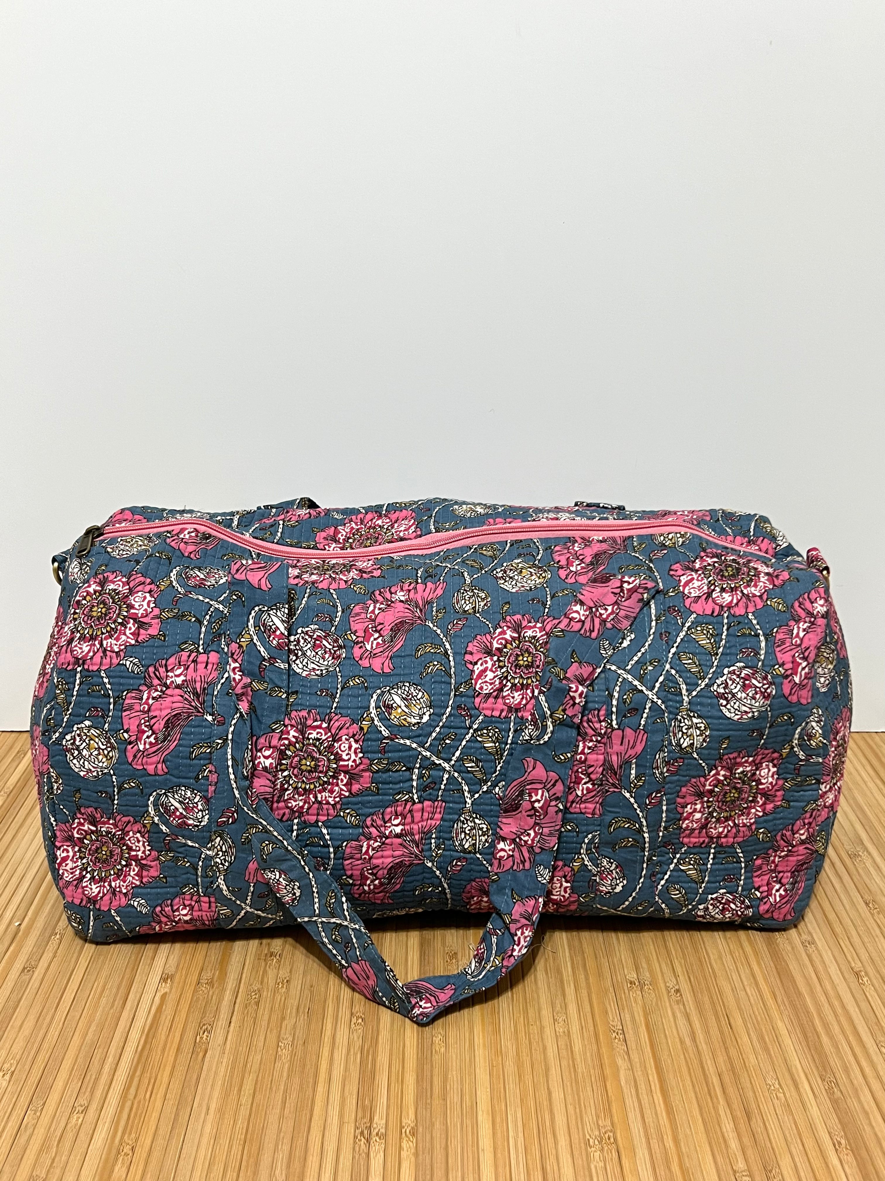 Bolso de viaje estampado de algodón personalizado iniciales – 45 × 33 × 24 cm