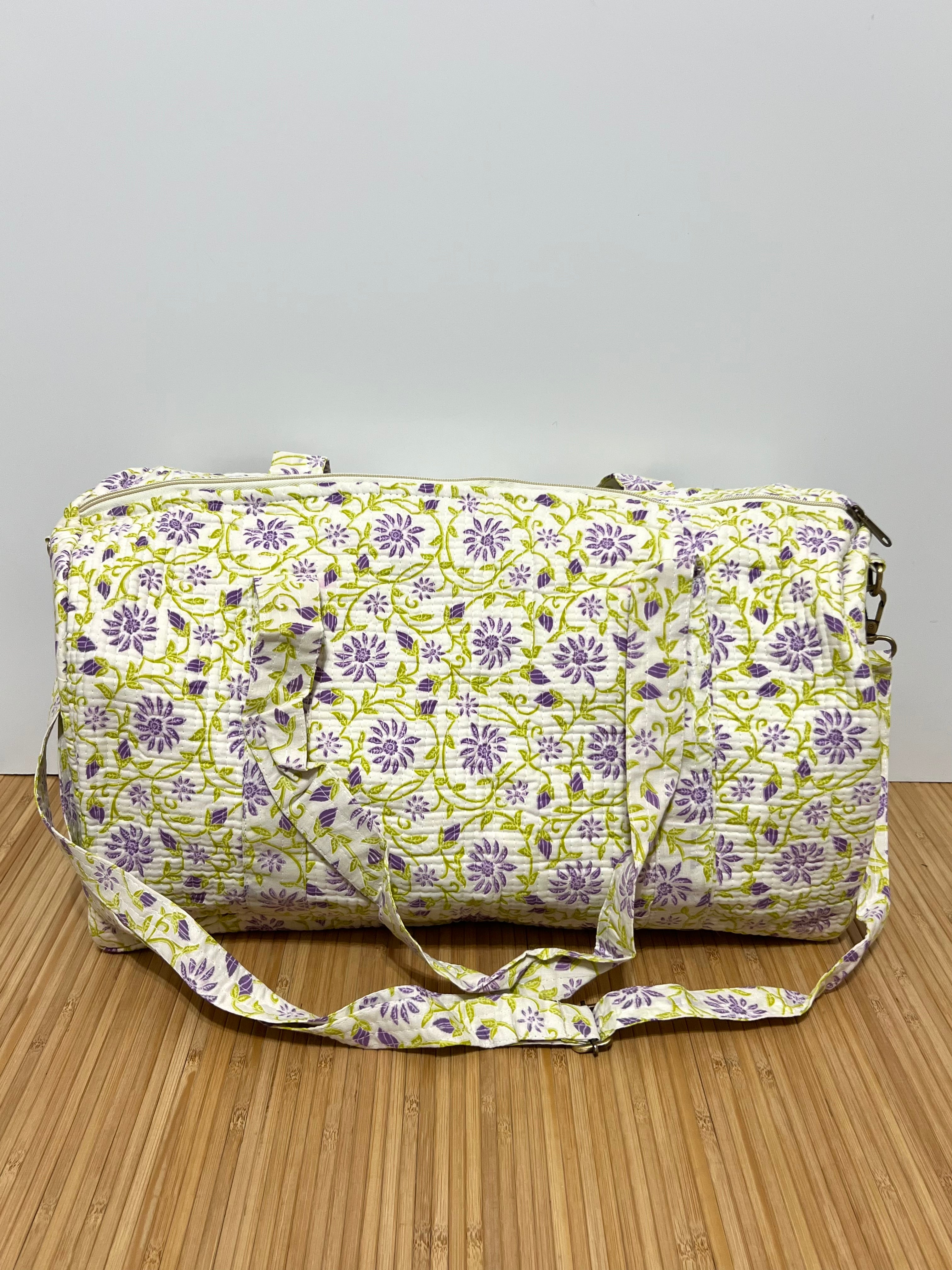 Bolso de viaje estampado de algodón personalizado iniciales – 45 × 33 × 24 cm