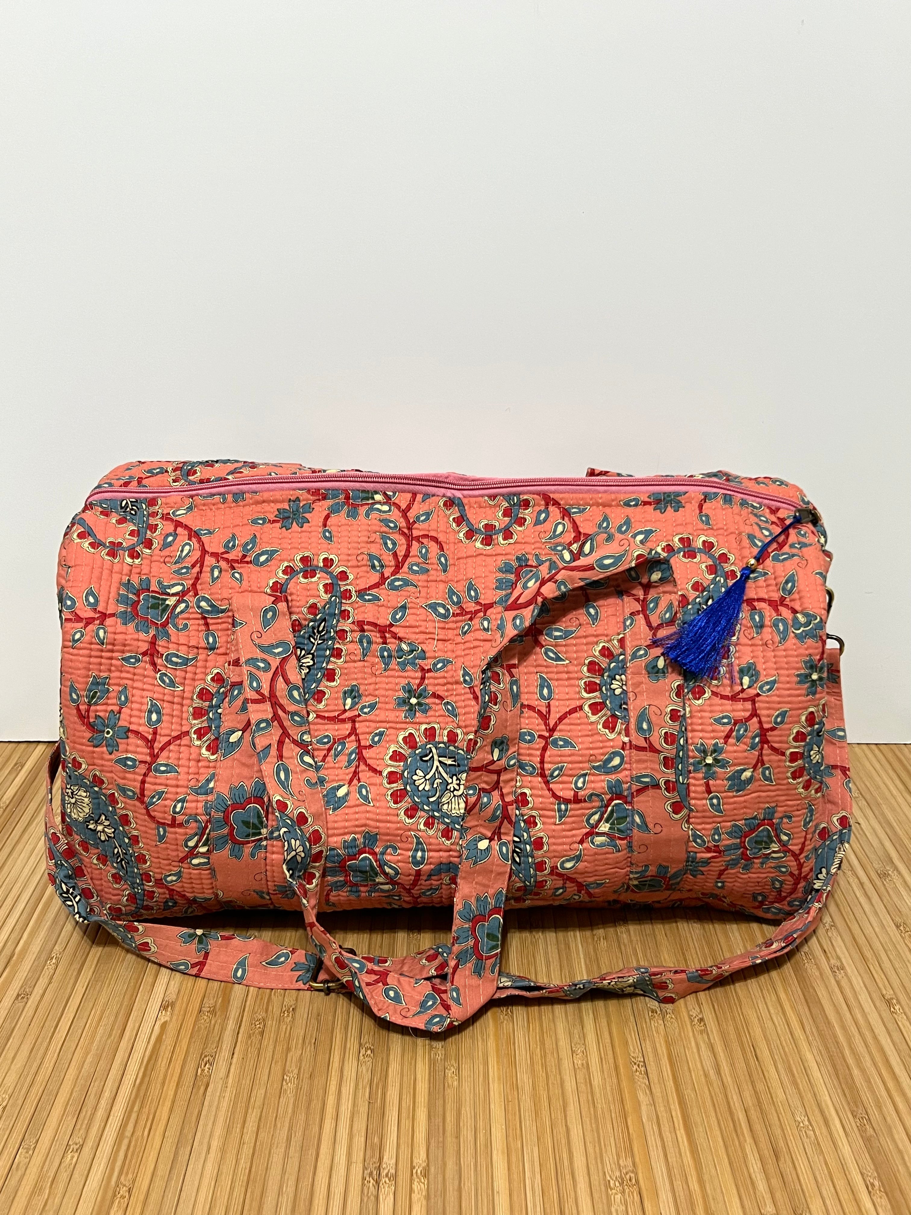 Bolso de viaje estampado de algodón personalizado iniciales – 45 × 33 × 24 cm