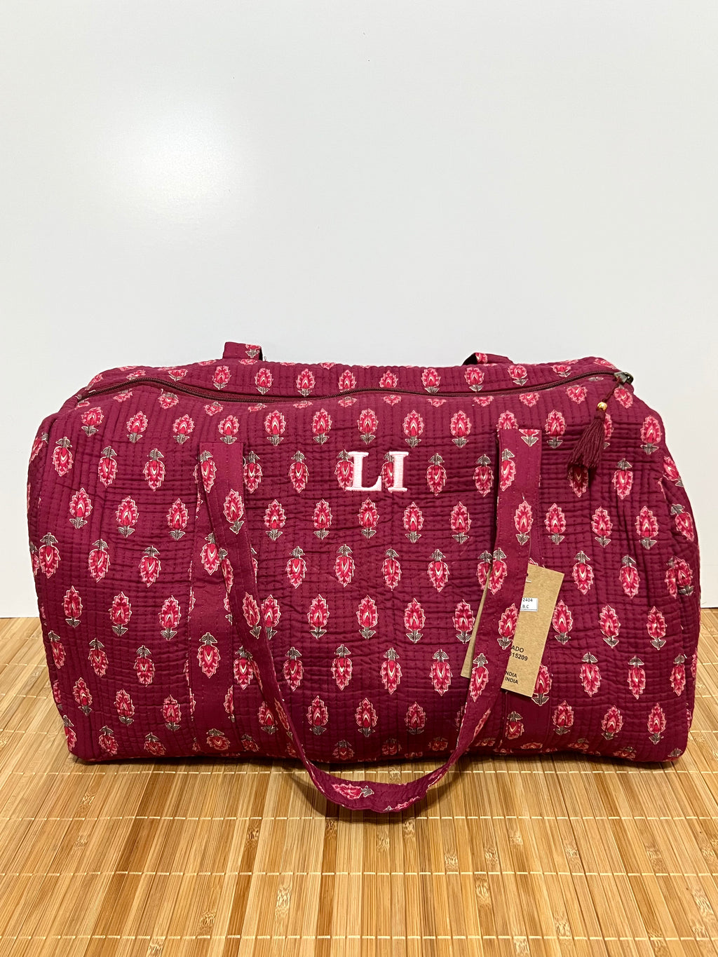 Bolso de viaje estampado de algodón personalizado iniciales – 45 × 33 × 24 cm