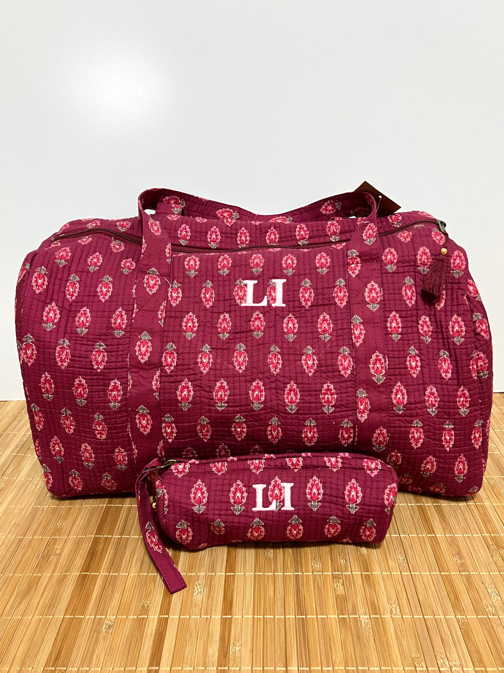 Bolso de viaje estampado de algodón personalizado iniciales – 45 × 33 × 24 cm
