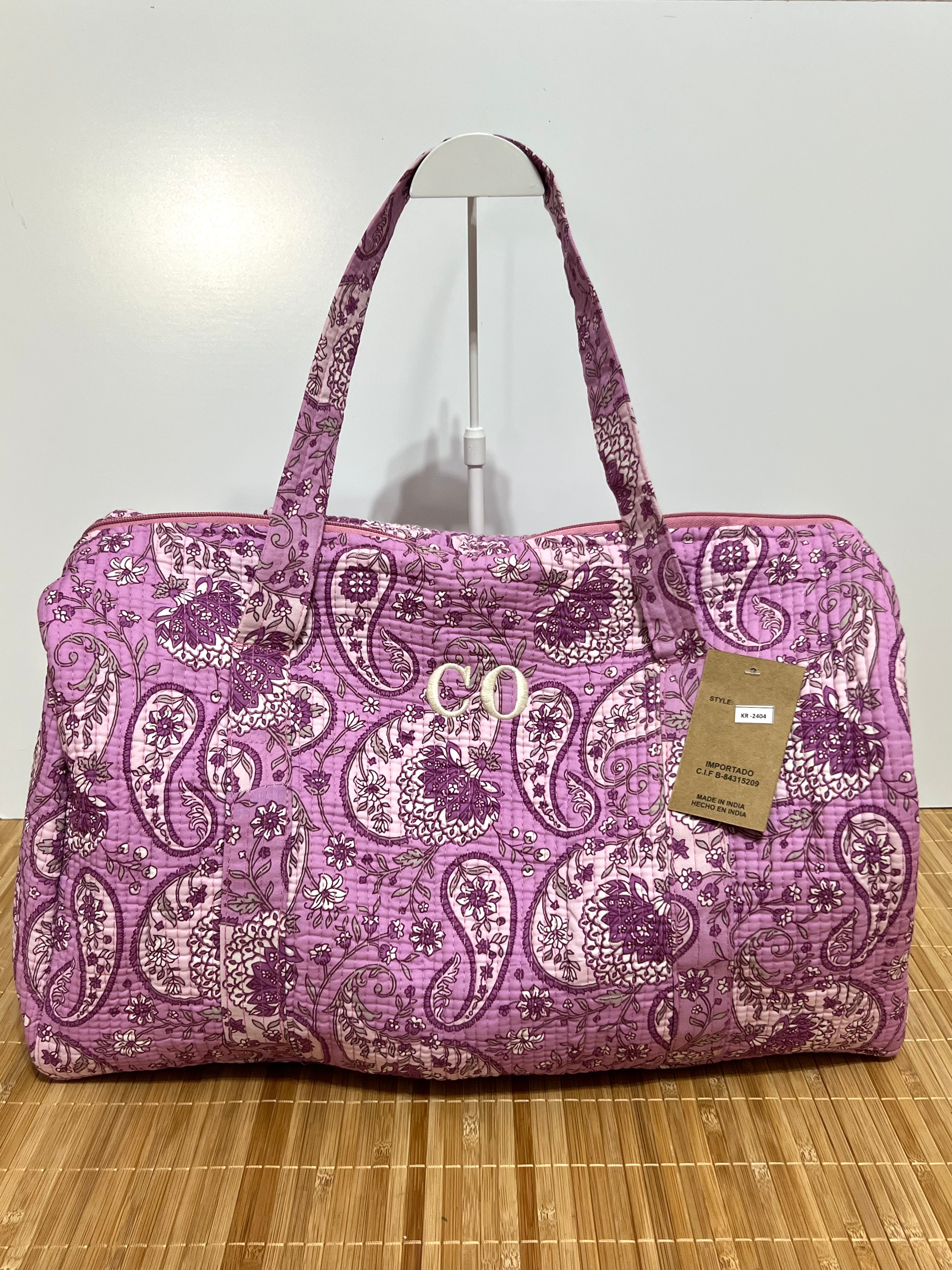 Bolso de viaje estampado de algodón personalizado iniciales – 45 × 33 × 24 cm