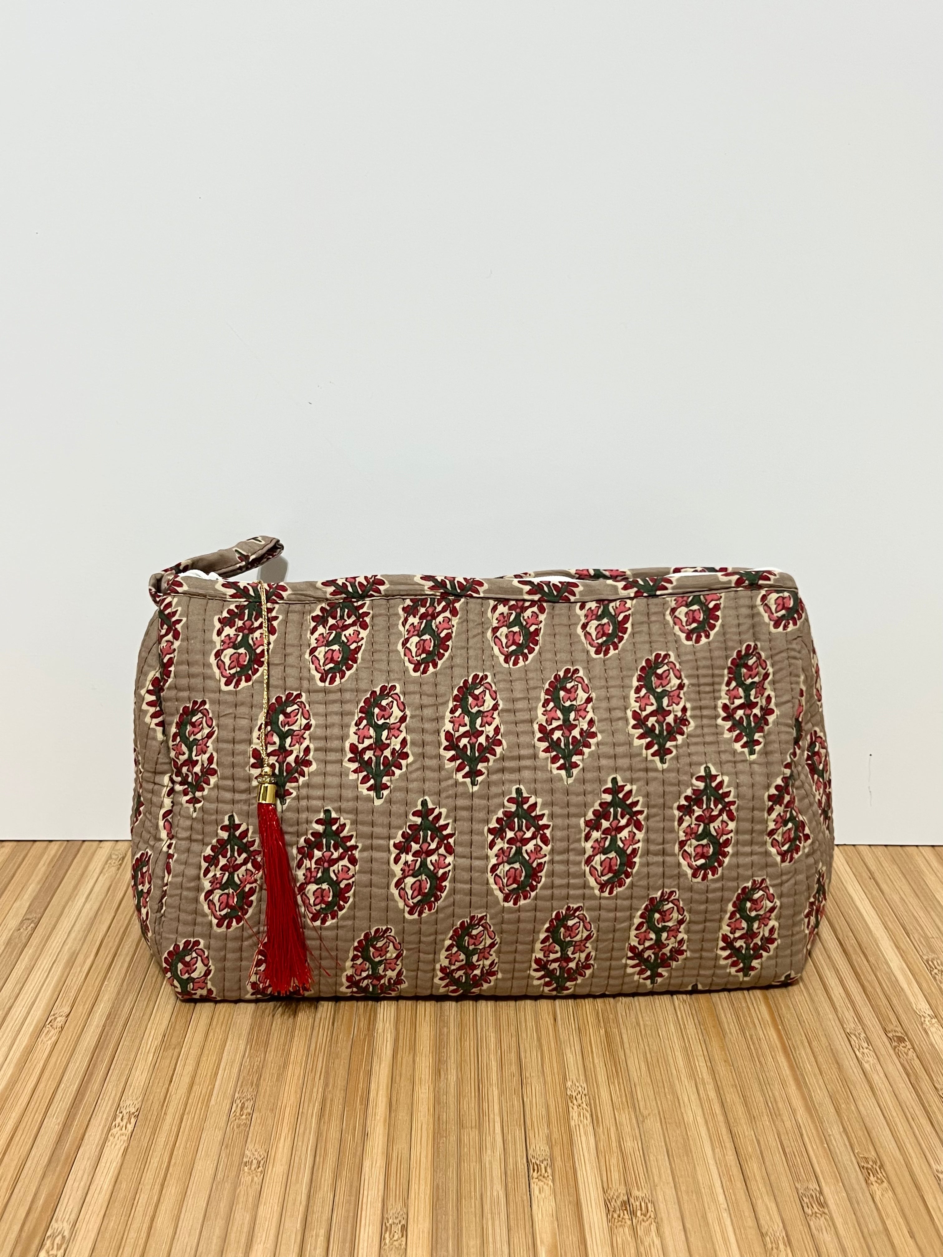 Neceser estampado de Algodón impermeable con Compartimentos