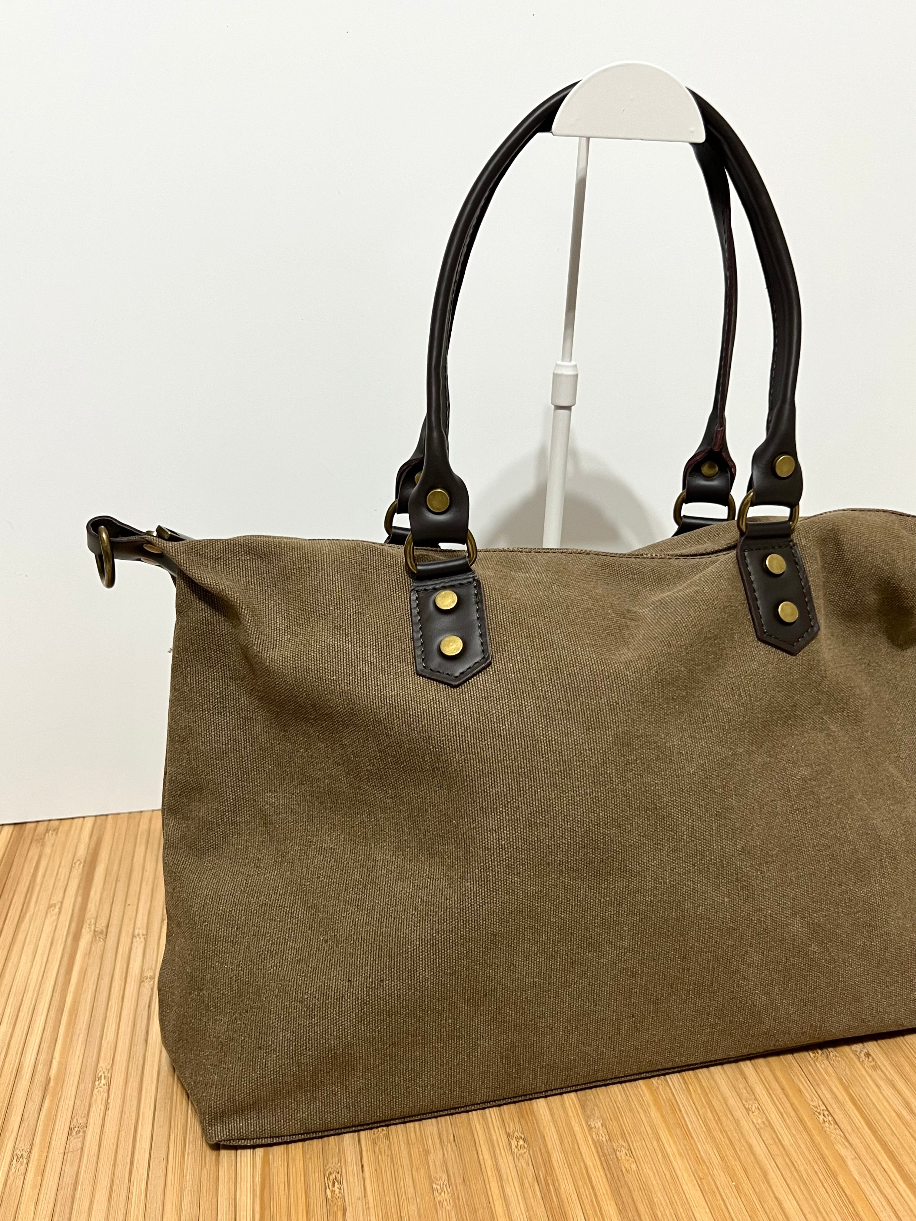 Bolso Personalizado con Iniciales – 49×30×14 cm | Loneta con Asas de Piel