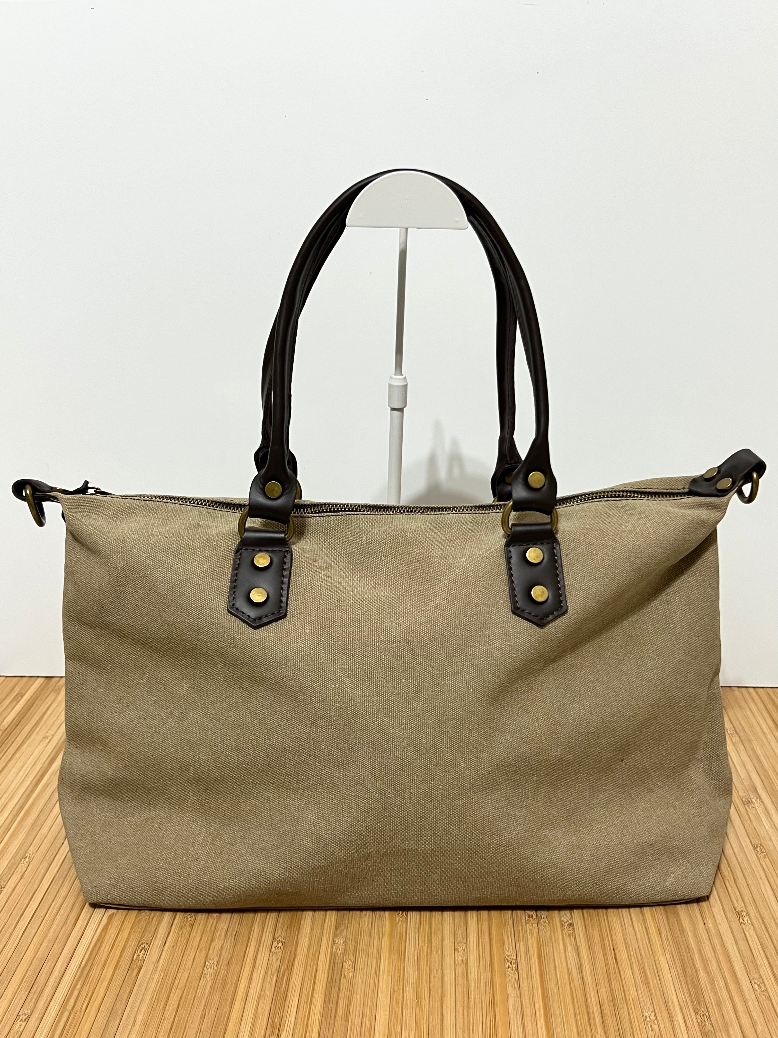Bolso Personalizado con Iniciales – 49×30×14 cm | Loneta con Asas de Piel