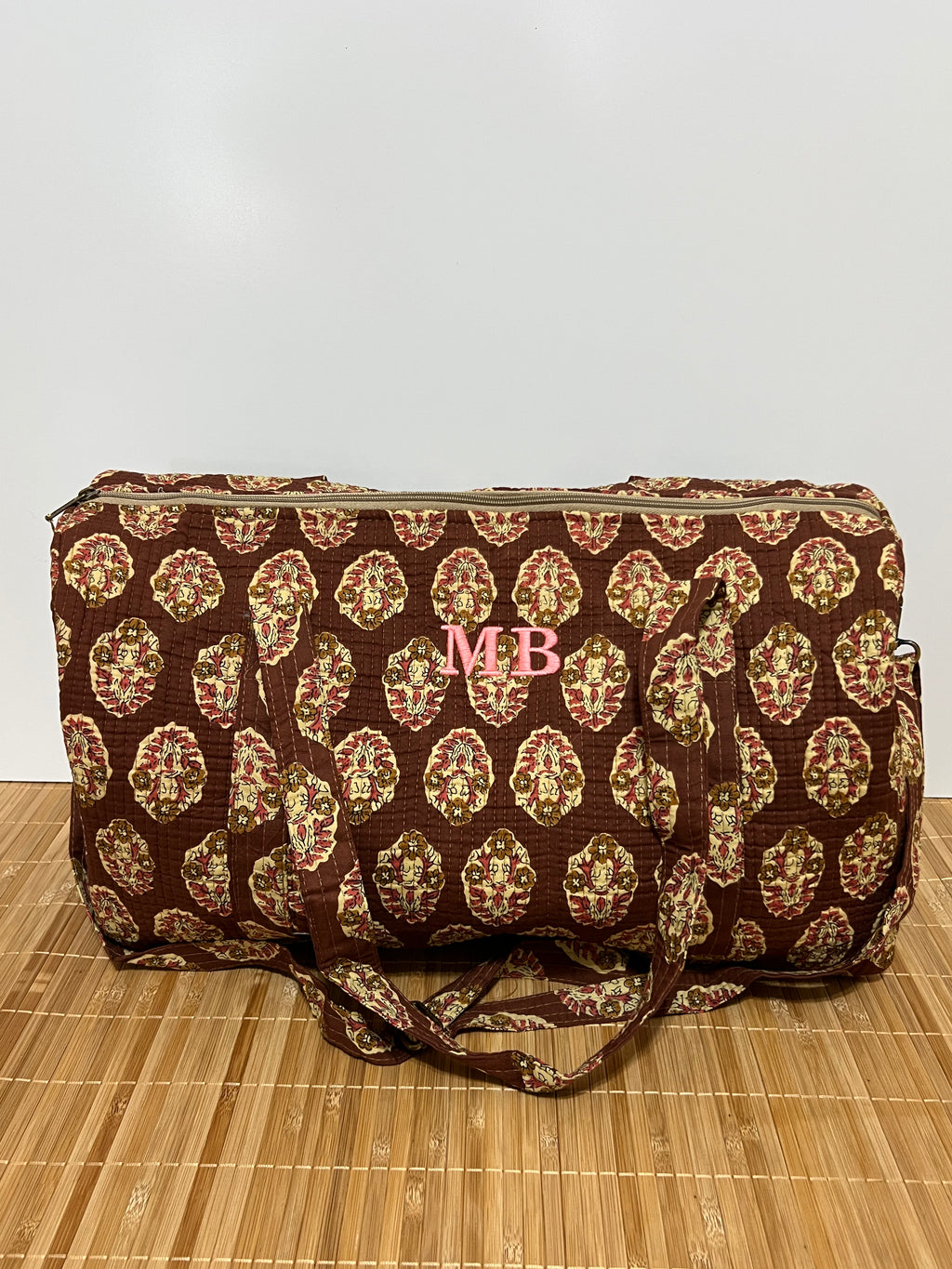 Bolso de viaje estampado de algodón personalizado iniciales – 45 × 33 × 24 cm