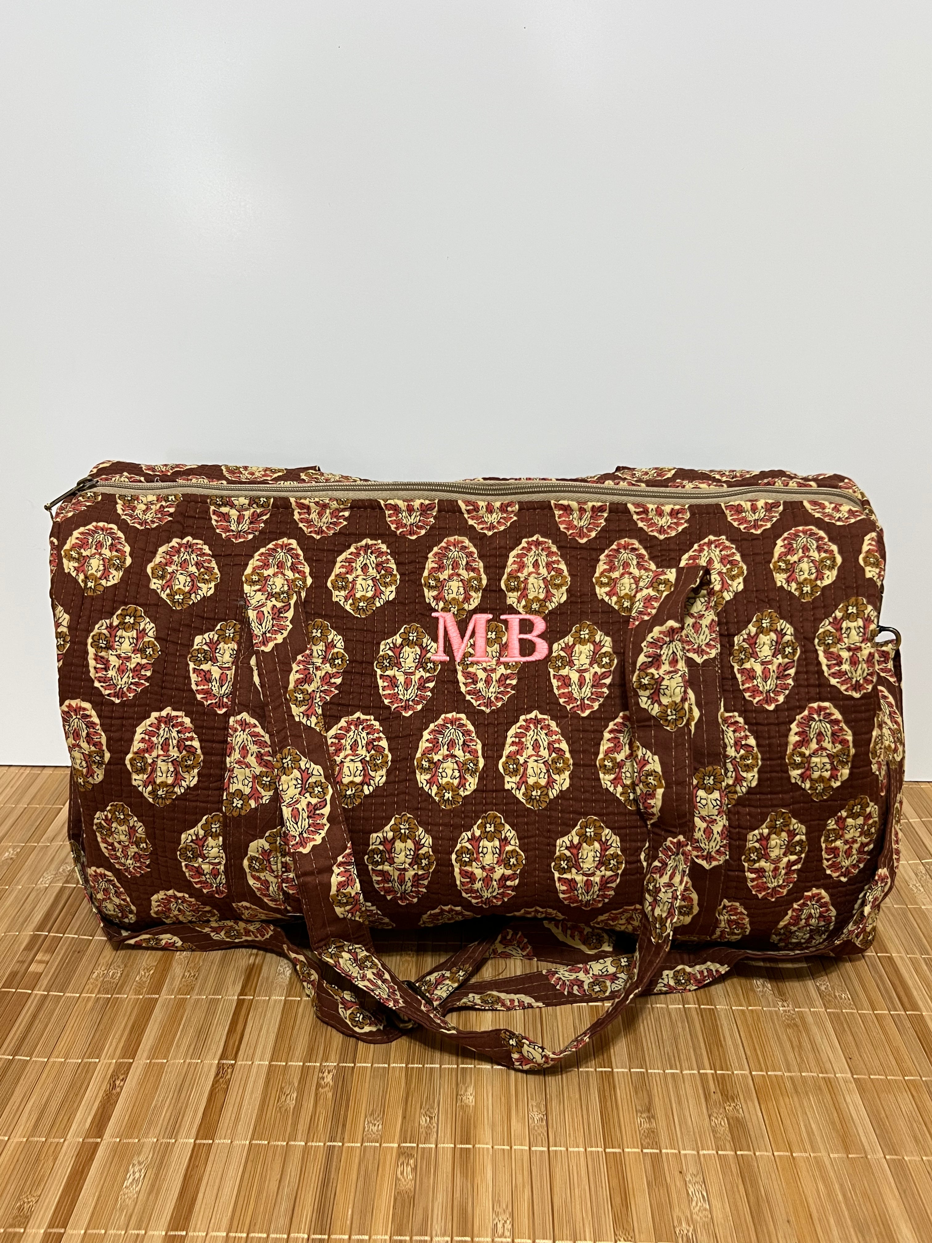 Bolso de viaje estampado de algodón personalizado iniciales – 45 × 33 × 24 cm
