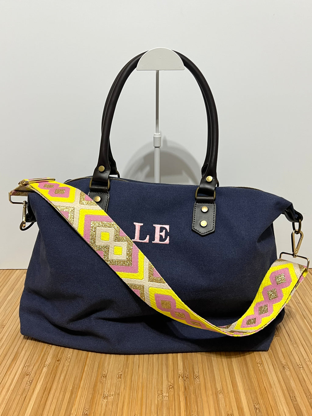 Bolso Personalizado con Iniciales – 49×30×14 cm | Loneta con Asas de Piel