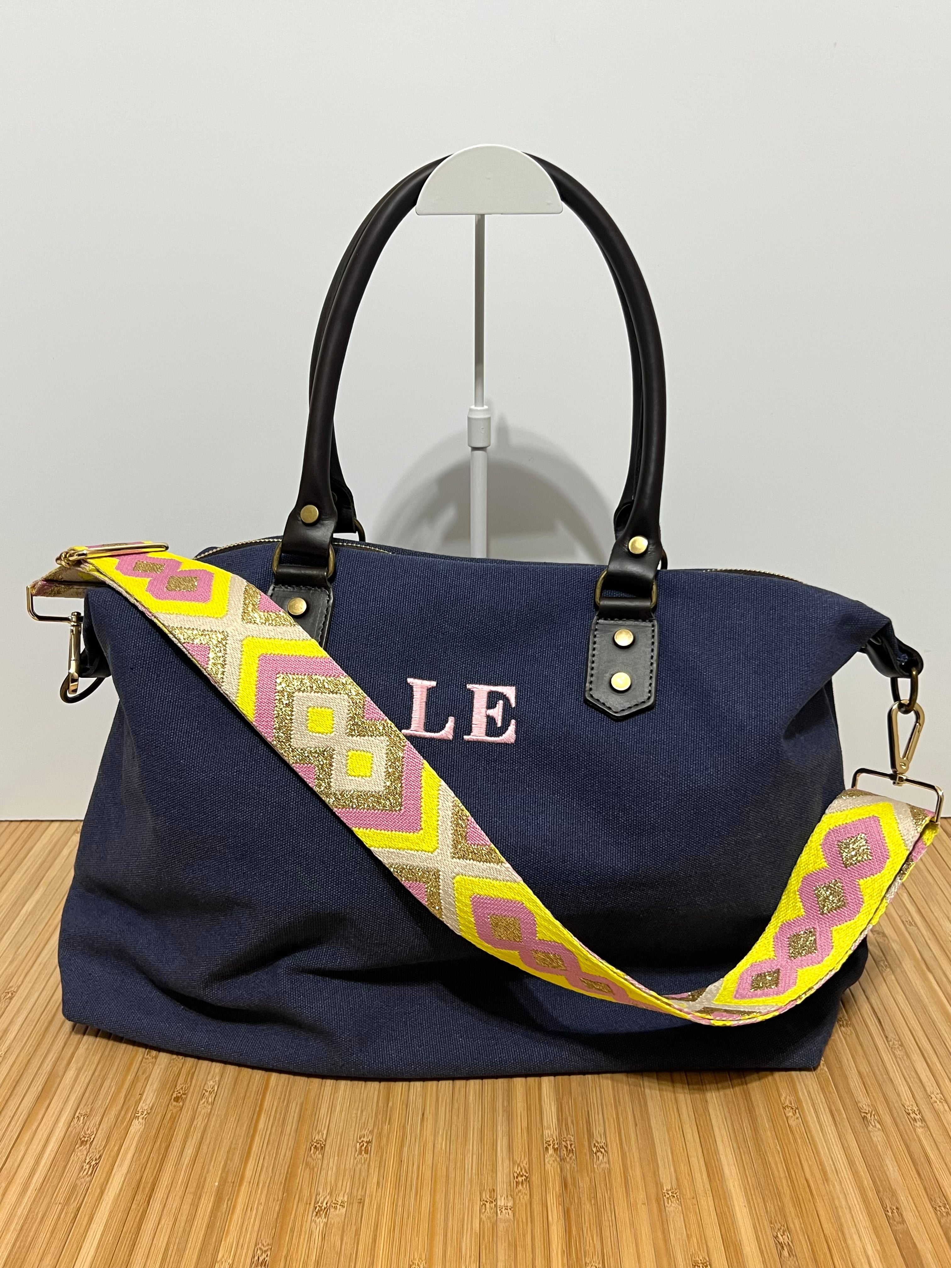 Bolso Personalizado con Iniciales – 49×30×14 cm | Loneta con Asas de Piel