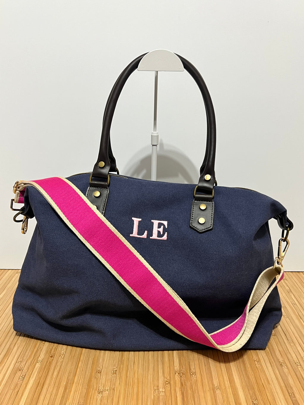 Bolso Personalizado con Iniciales – 49×30×14 cm | Loneta con Asas de Piel