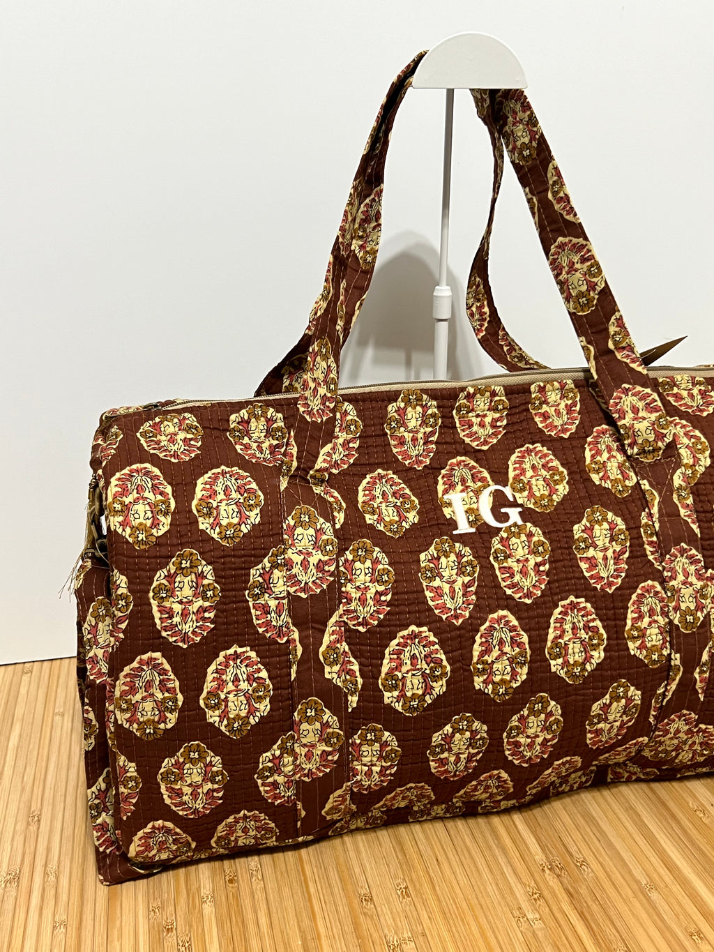 Bolso de viaje estampado de algodón personalizado iniciales – 45 × 33 × 24 cm