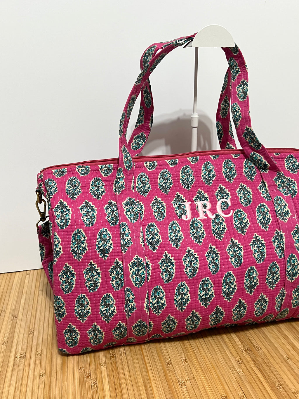 Bolso de viaje estampado de algodón personalizado iniciales – 45 × 33 × 24 cm