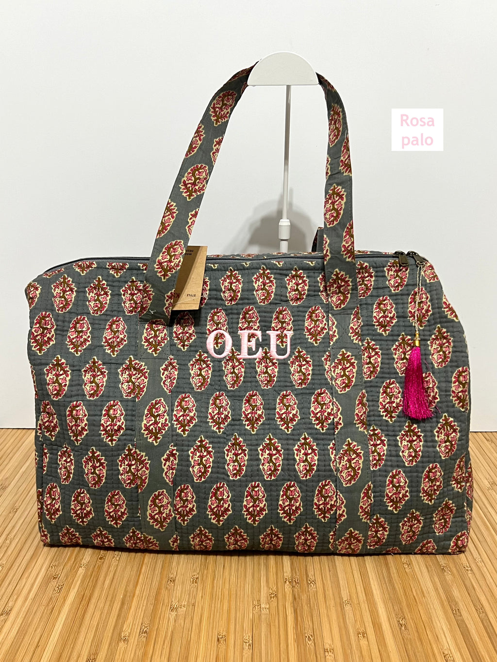 Bolso de viaje estampado de algodón personalizado iniciales – 45 × 33 × 24 cm