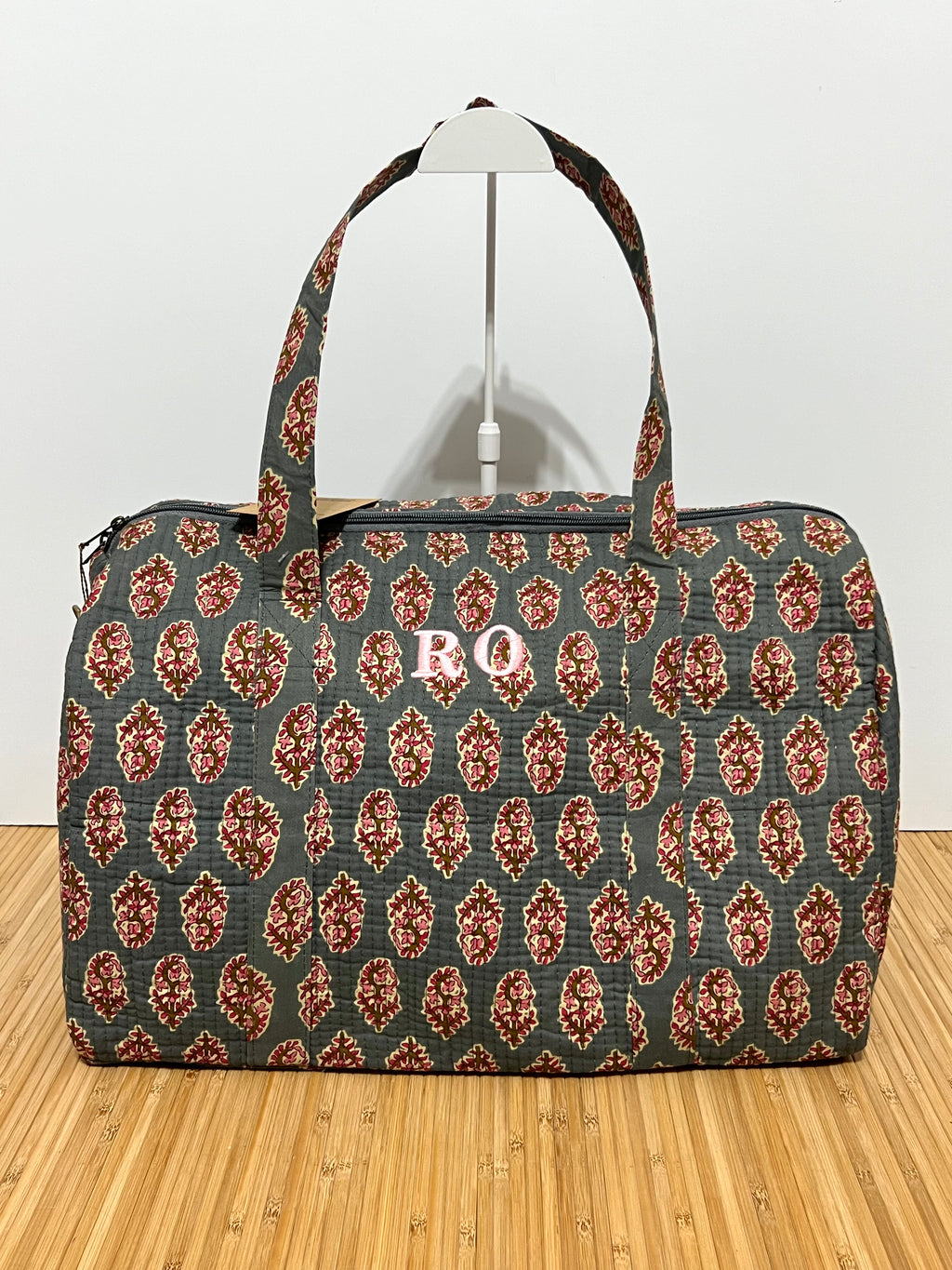 Bolso de viaje estampado de algodón personalizado iniciales – 45 × 33 × 24 cm