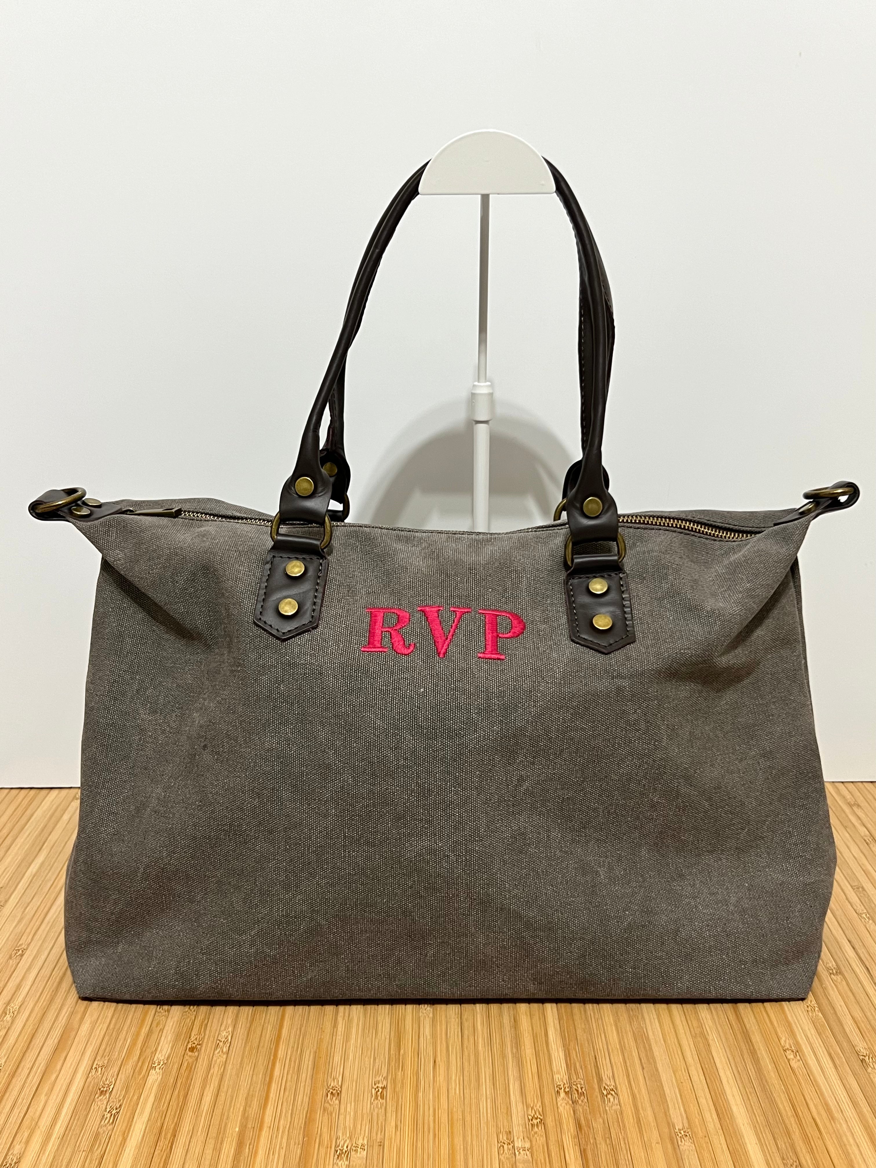 Bolso Personalizado con Iniciales – 49×30×14 cm | Loneta con Asas de Piel