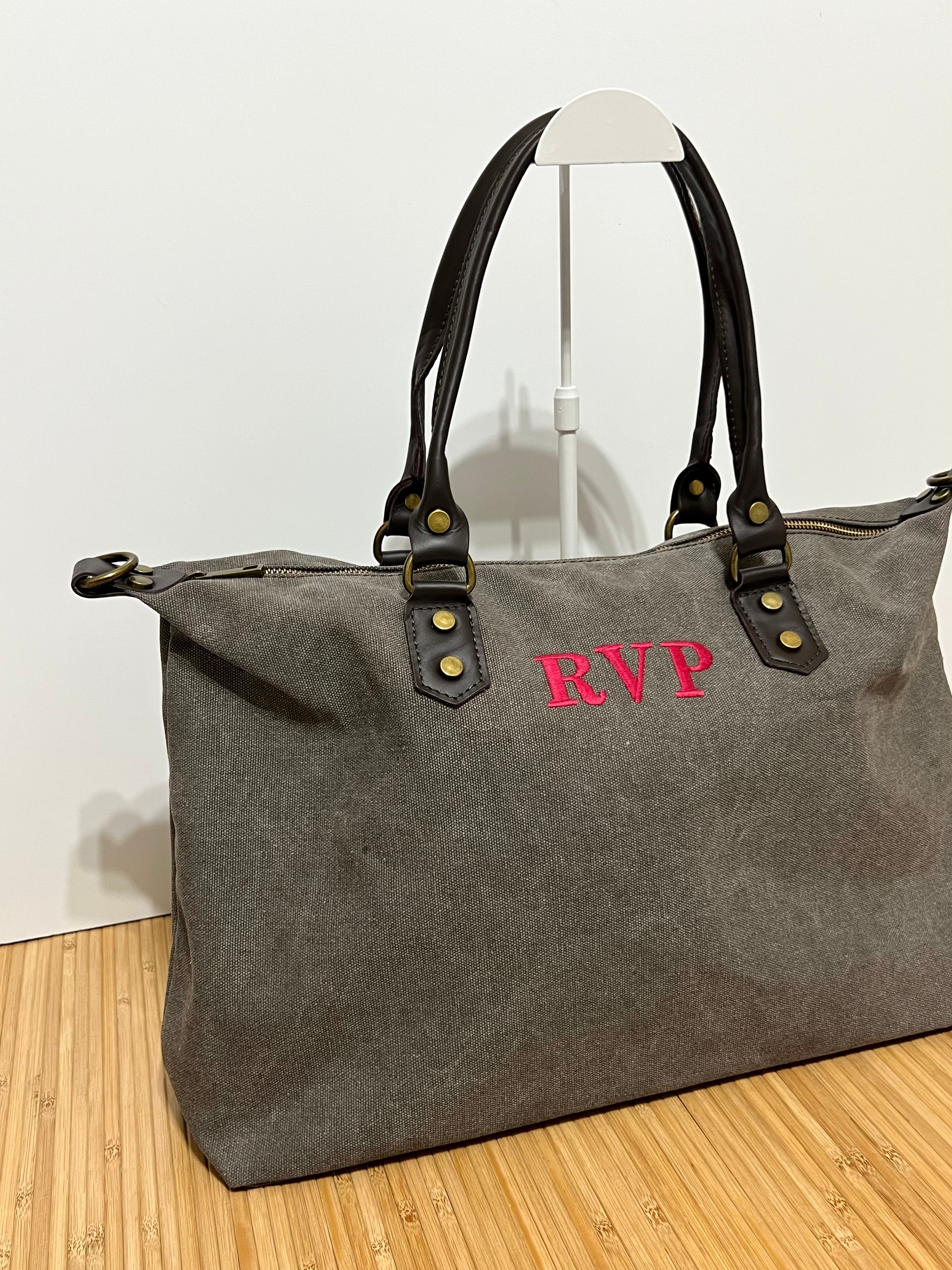 Bolso Personalizado con Iniciales – 49×30×14 cm | Loneta con Asas de Piel