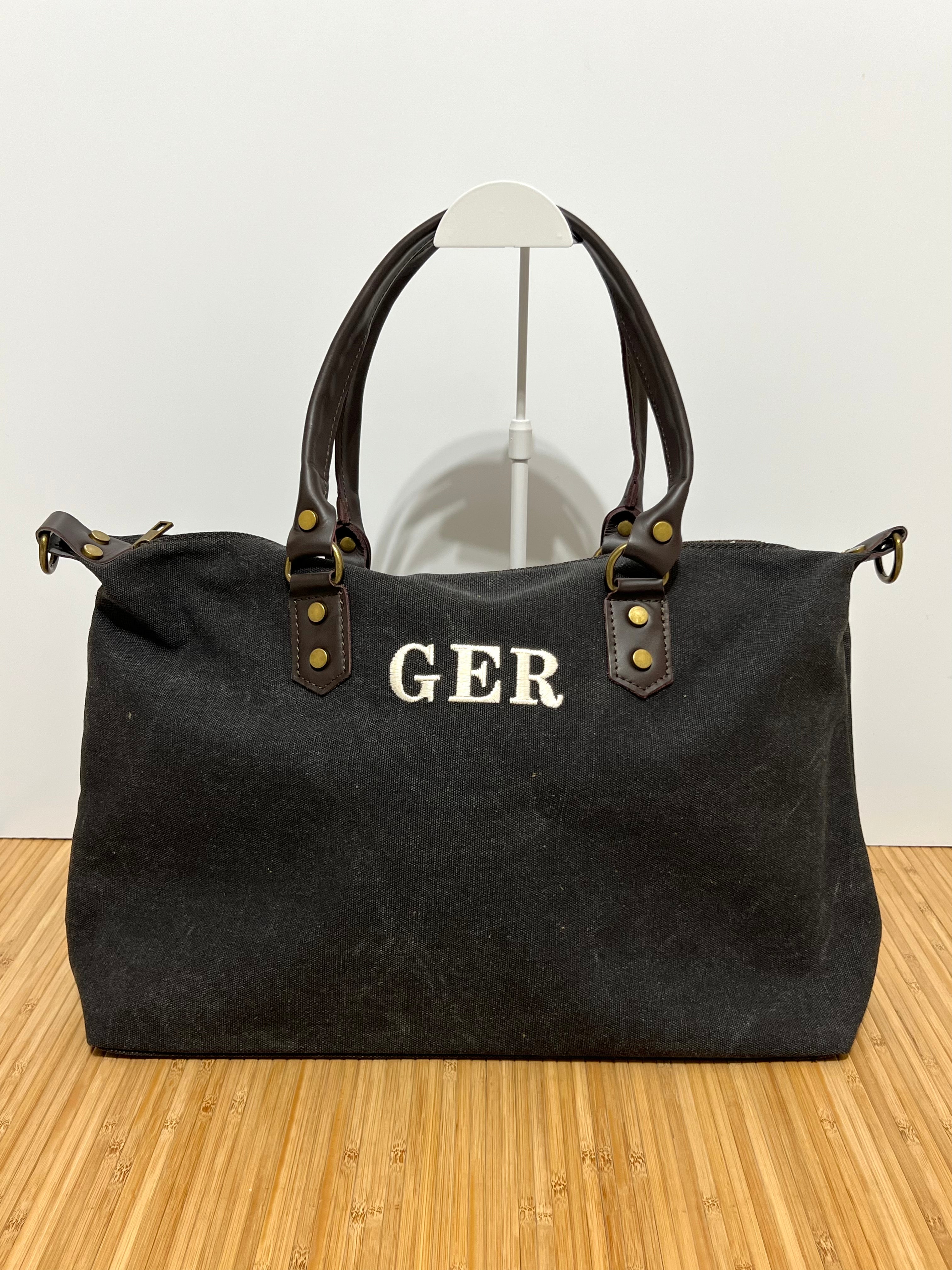 Bolso Personalizado con Iniciales – 49×30×14 cm | Loneta con Asas de Piel