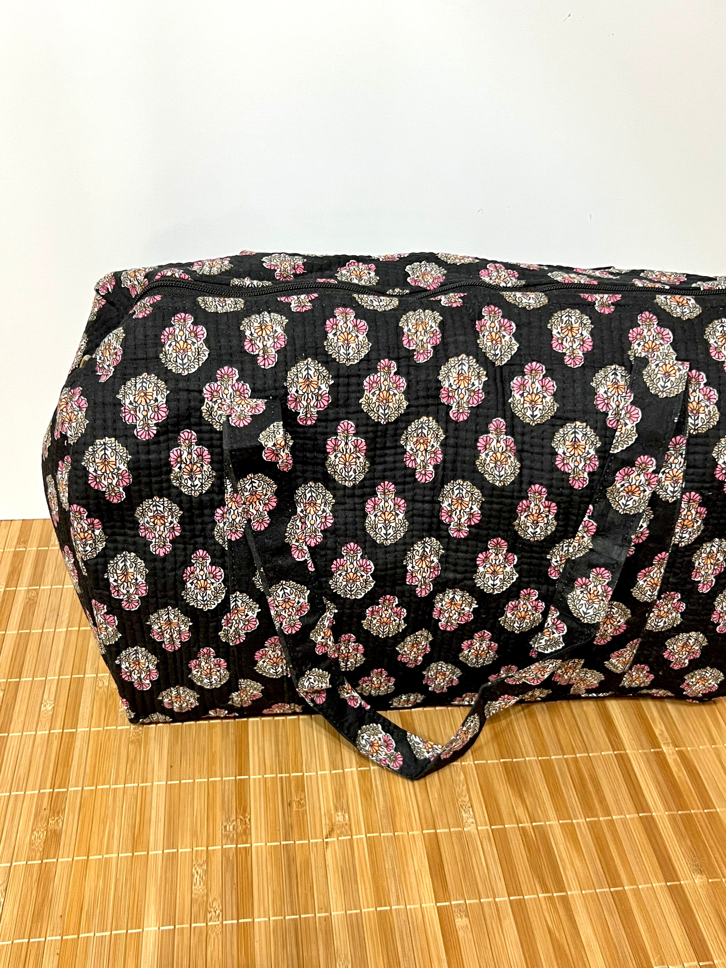Bolso de viaje estampado de algodón personalizado iniciales – 45 × 33 × 24 cm