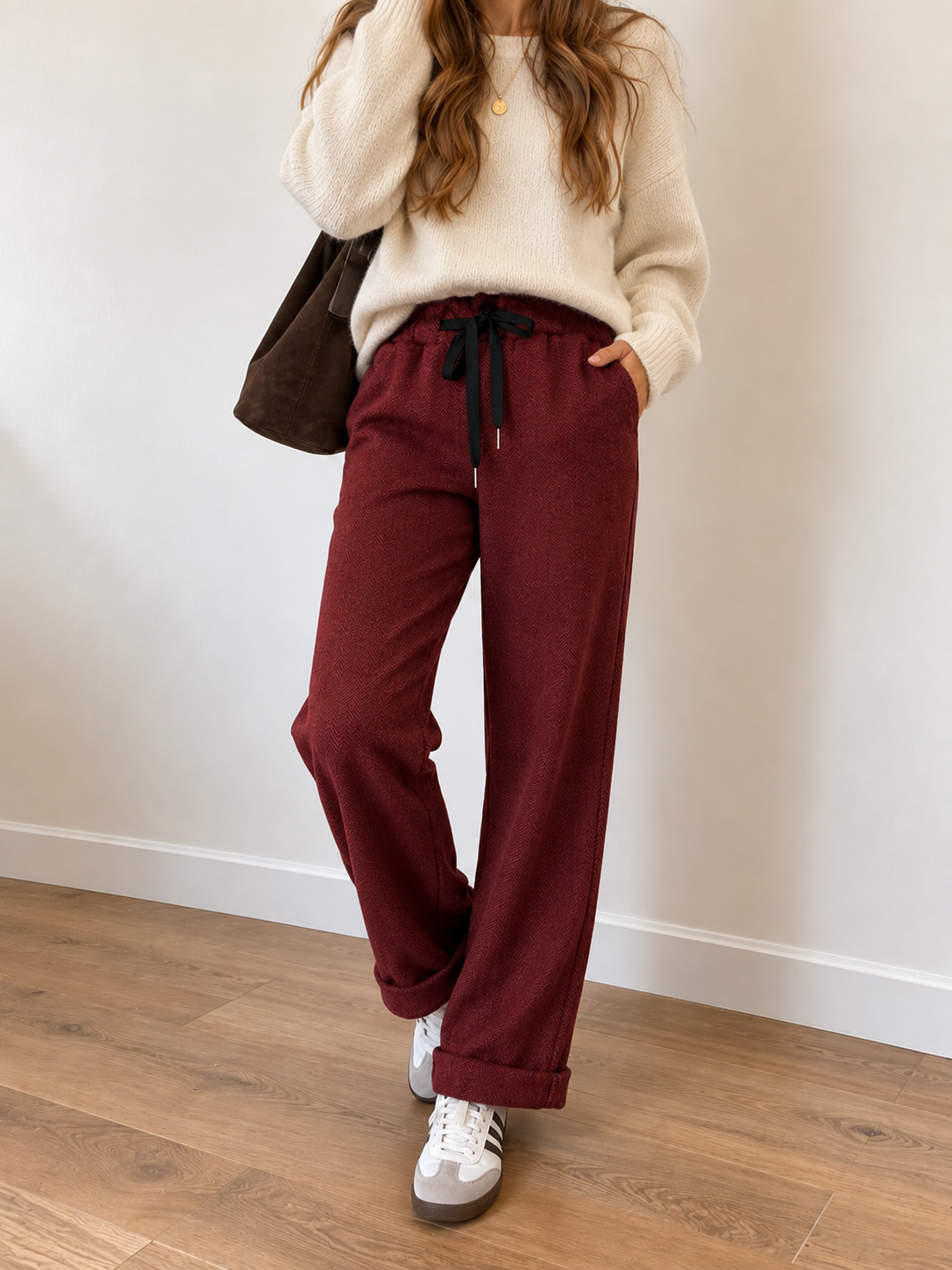 Pantalón Jogger con Estampado de Espiga