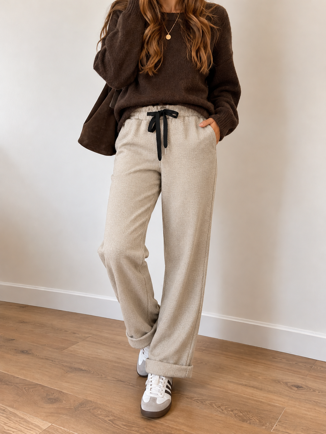 Pantalón Jogger con Estampado de Espiga