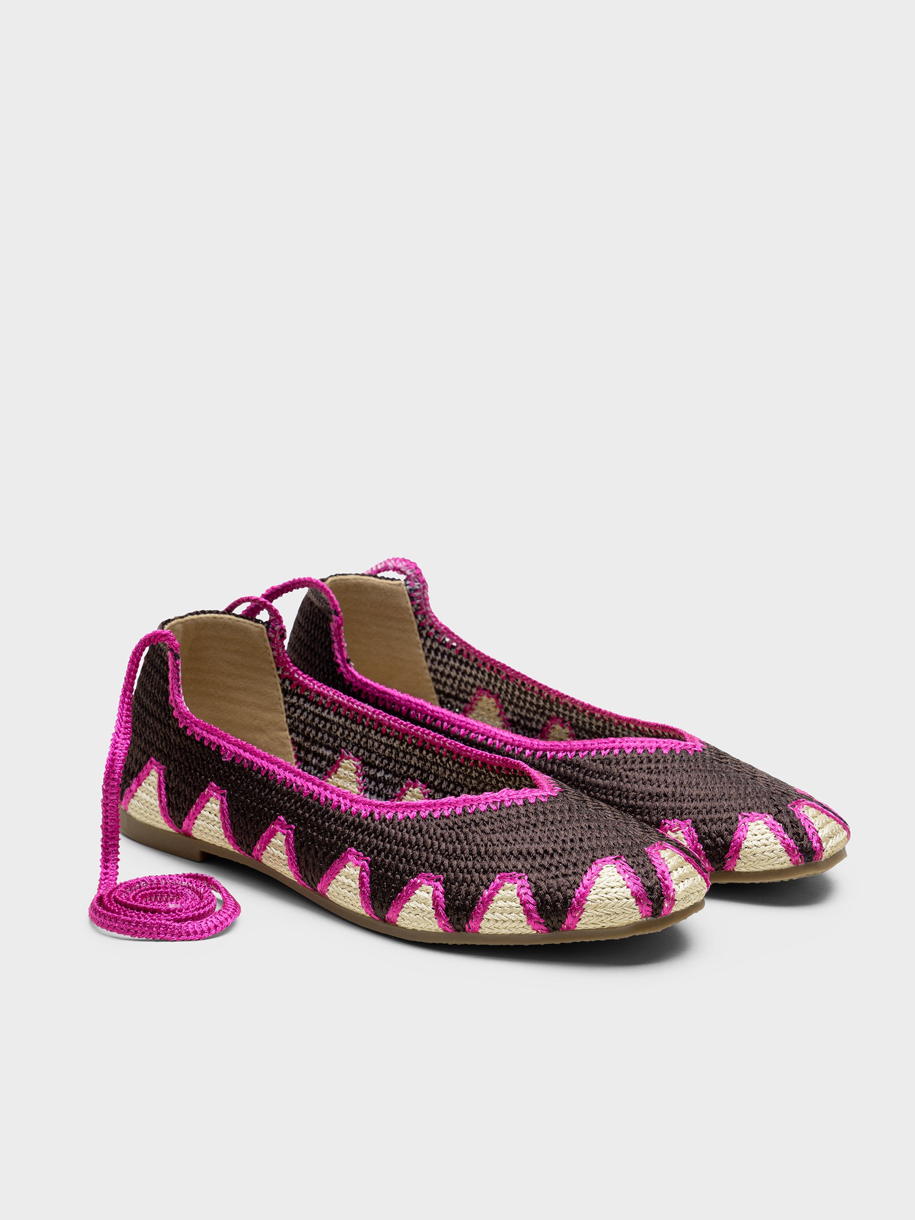 Bailarinas estilo Crochet con Cintas al Tobillo Diseño Étnico | Elige tu talla habitual (36-41)