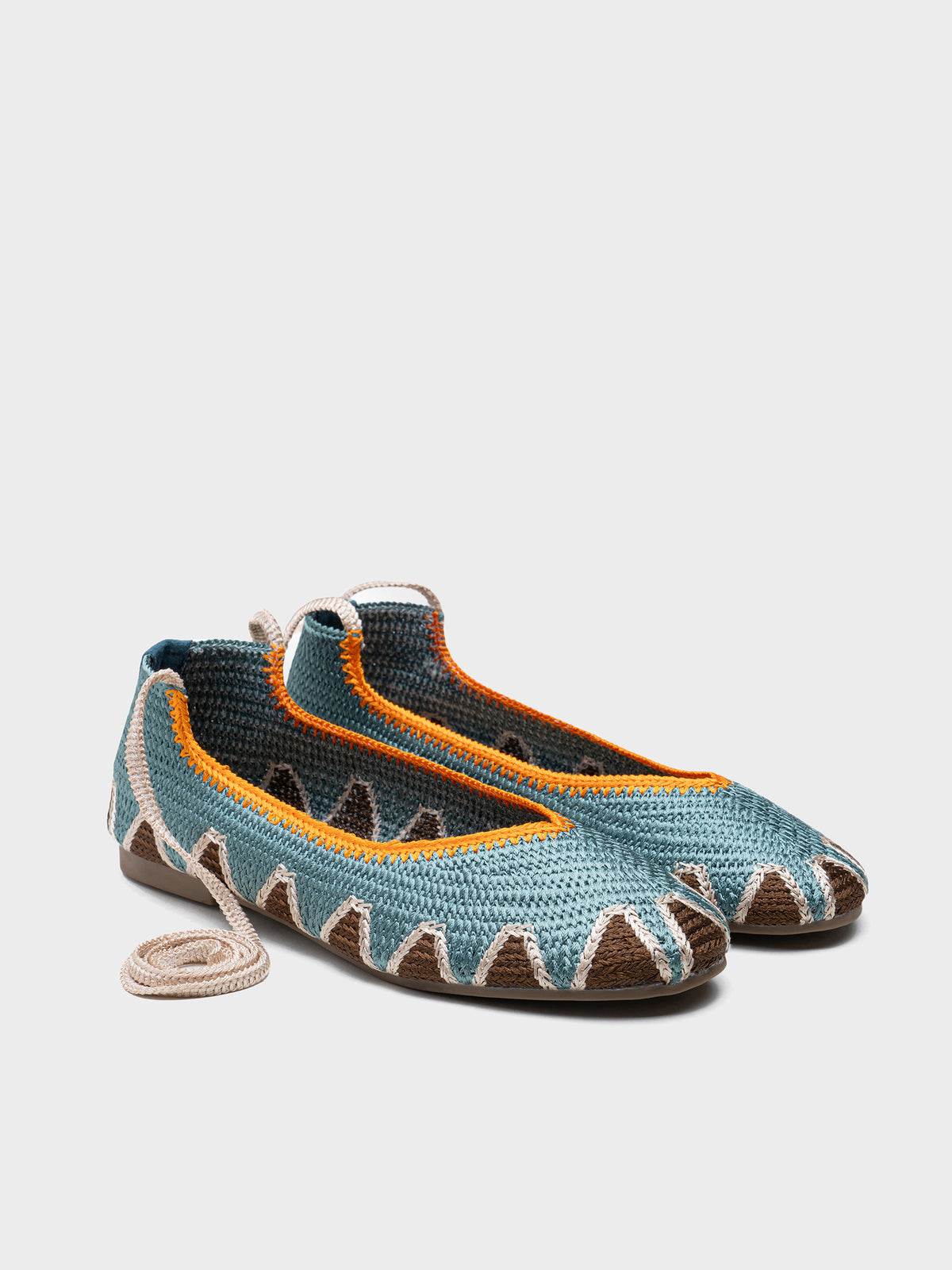 Bailarinas estilo Crochet con Cintas al Tobillo Diseño Étnico | Elige tu talla habitual (36-41)