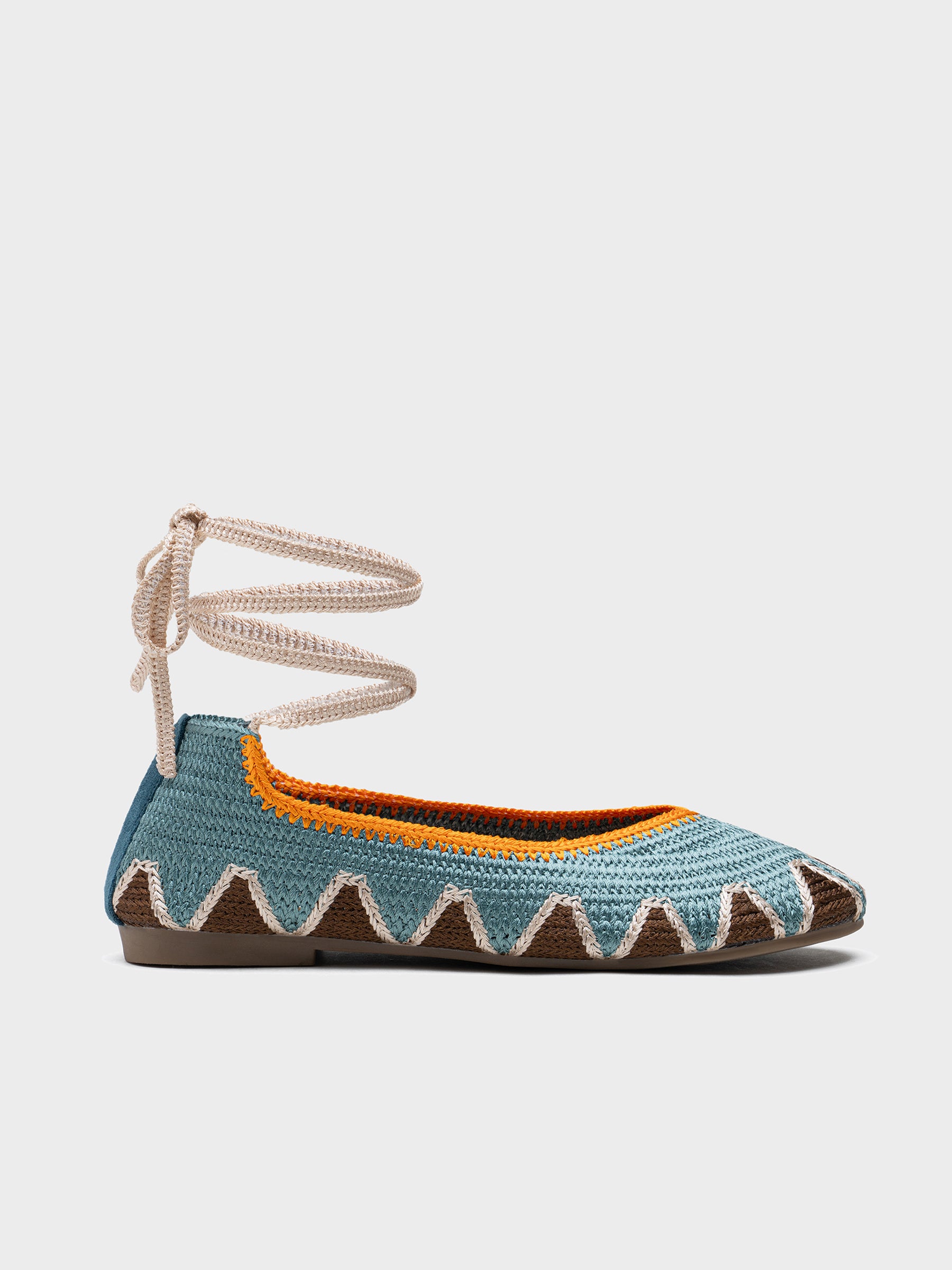 Bailarinas estilo Crochet con Cintas al Tobillo Diseño Étnico | Elige tu talla habitual (36-41)