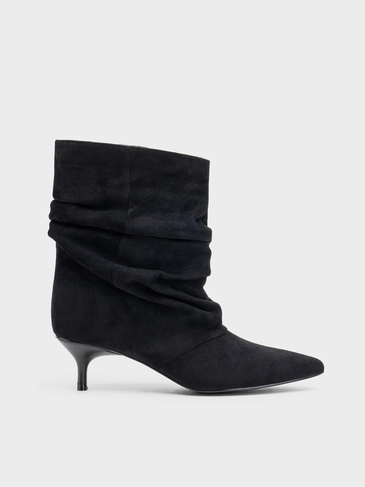 Botín de Tacón Fino en Antelina con Caña Arrugada