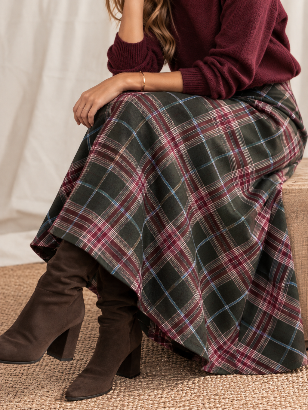 Falda de Cuadros Mujer – Corte Evasé y Estampado Tartán