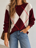 Jersey de Punto con Rombos en Contraste