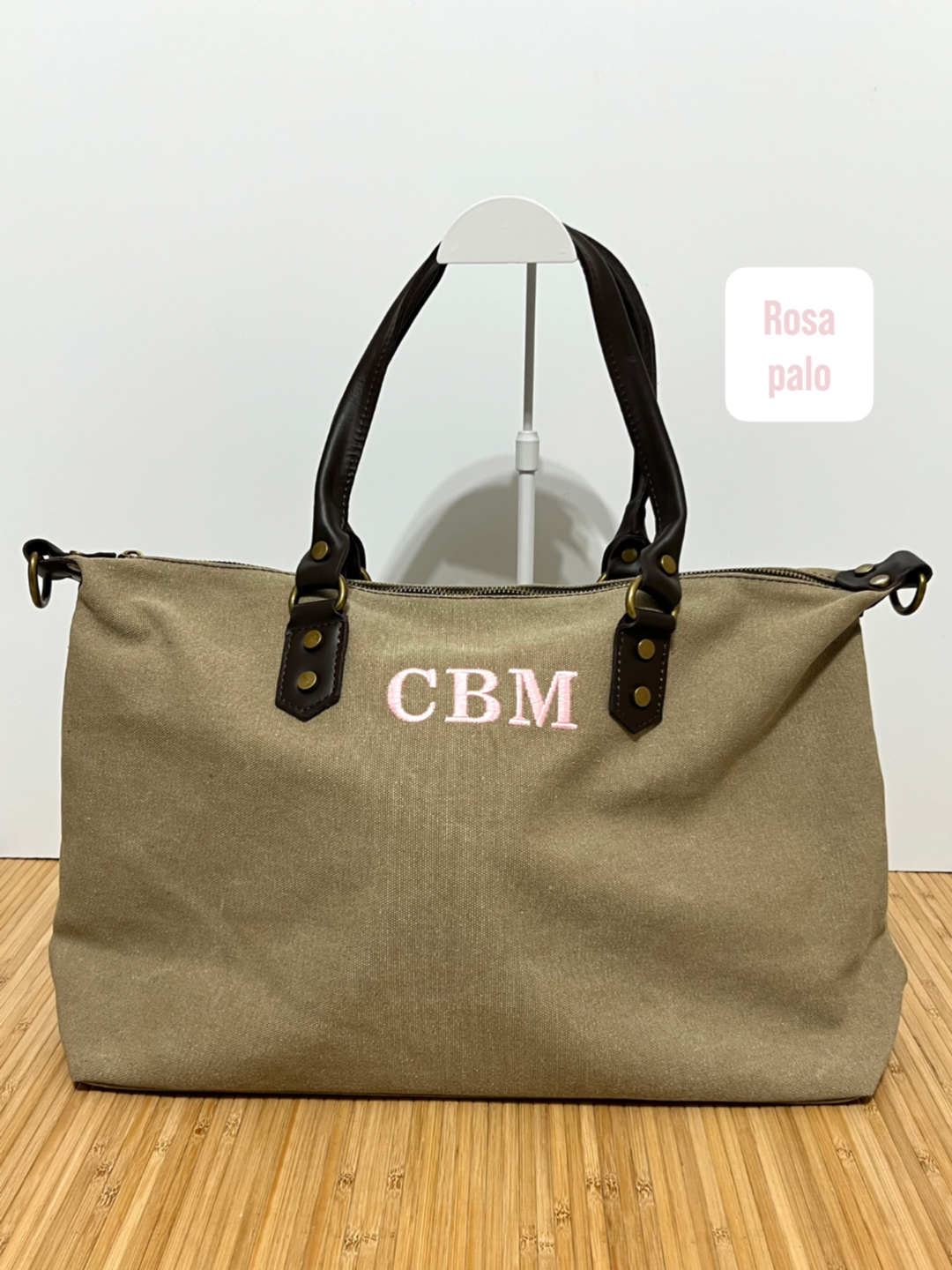 Bolso Personalizado con Iniciales – 49×30×14 cm | Loneta con Asas de Piel