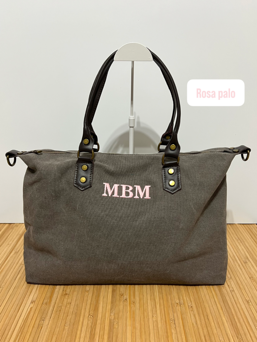 Bolso Personalizado con Iniciales – 49×30×14 cm | Loneta con Asas de Piel