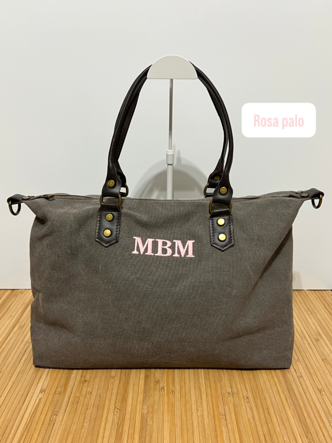 Bolso Personalizado con Iniciales – 49×30×14 cm | Loneta con Asas de Piel