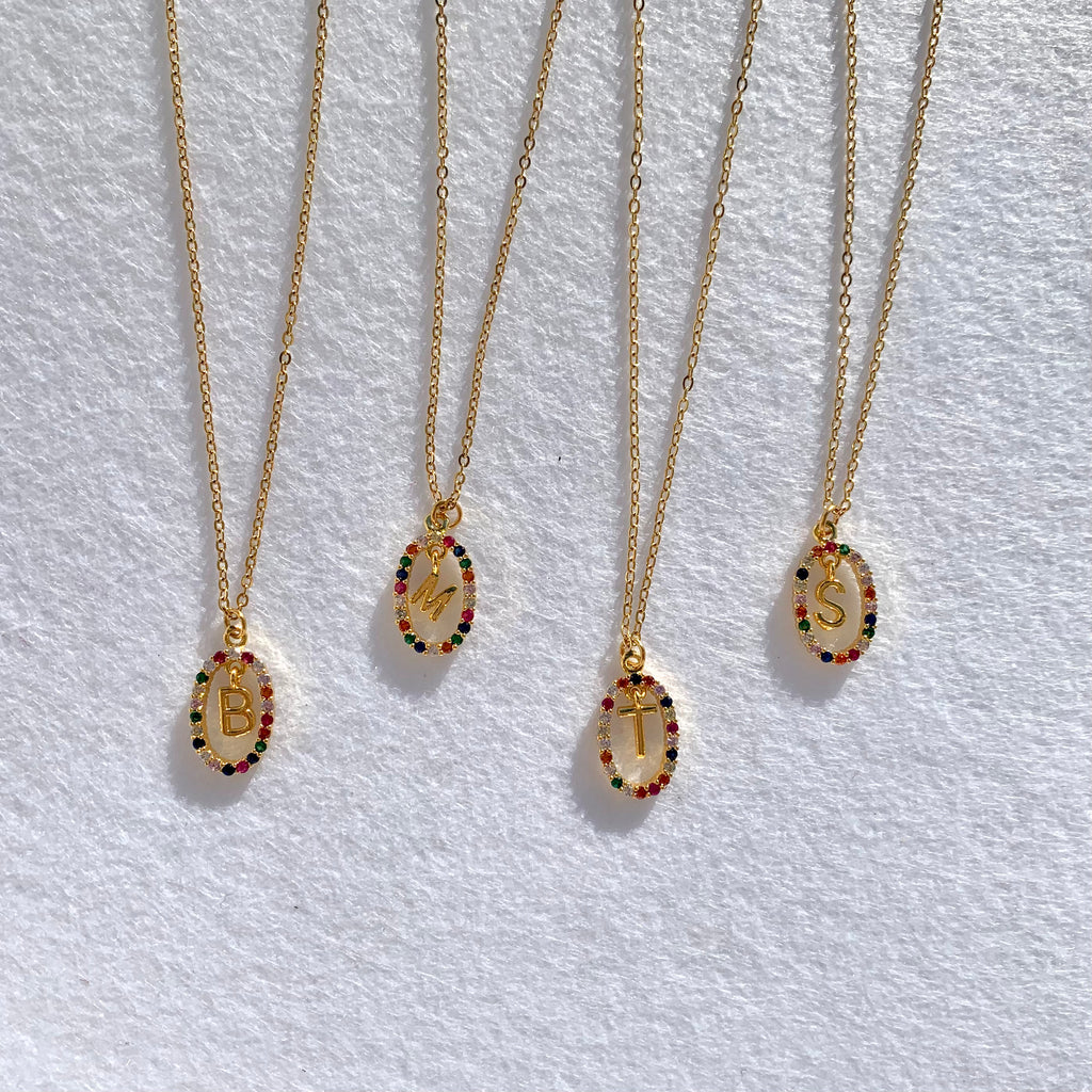Collar de Inicial Baño de Oro Piedras Colores - MINNI MOON-Lepetitemarie-Singularu-PDPAOLA-Luamarta